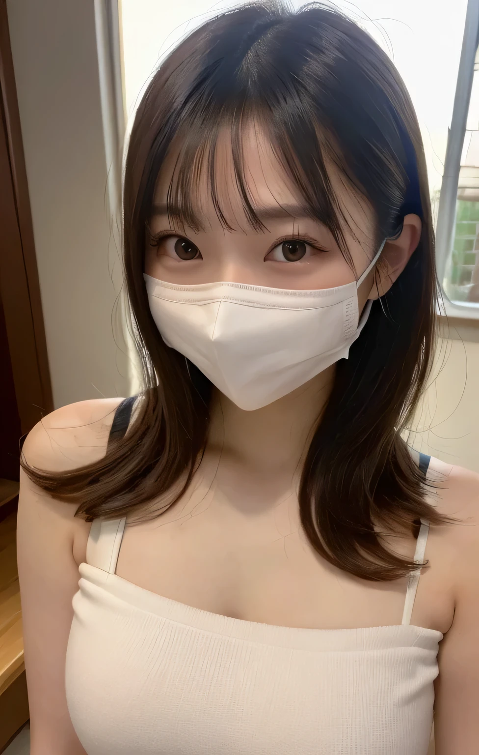 arafed asian woman with a white mask on her face, Yoshitomo Nara, oppai, reluvy5213, 2263539546], 1285445247], sexy :8, 🐎🍑, 2 0 yo, 20yo