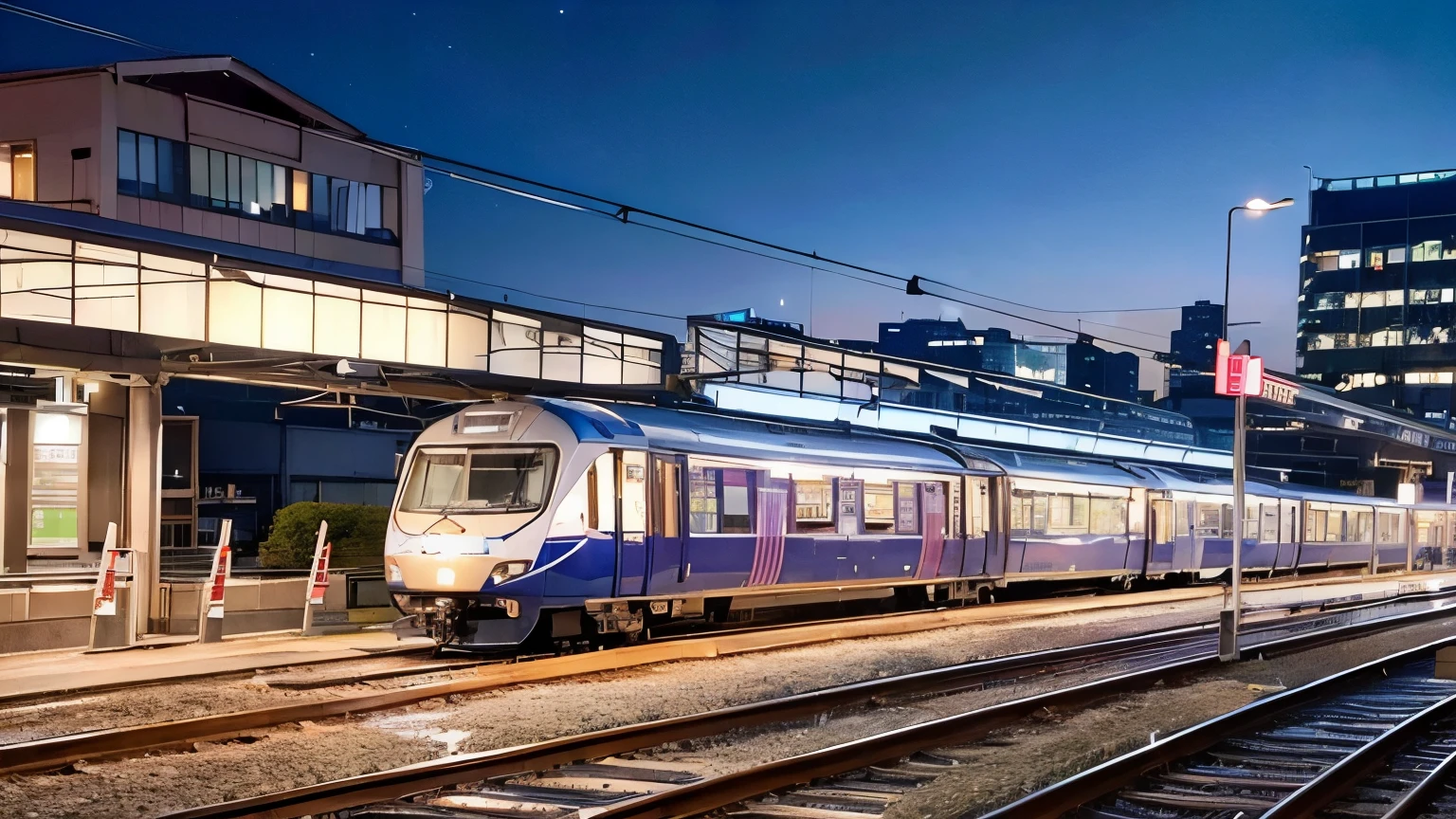 (highest quality,High resolution,super detailed,realistic:1.2) 混雑したstation platform, eye level perspective,night scenery、train、station platform、young woman、Lonely、black hair medium long、after work、sabrina bag、white blouse、skirt、high heels、engagement ring、lively crowd, dynamic movement, modern architecture, city life、Station scenery during the rush to return home。
