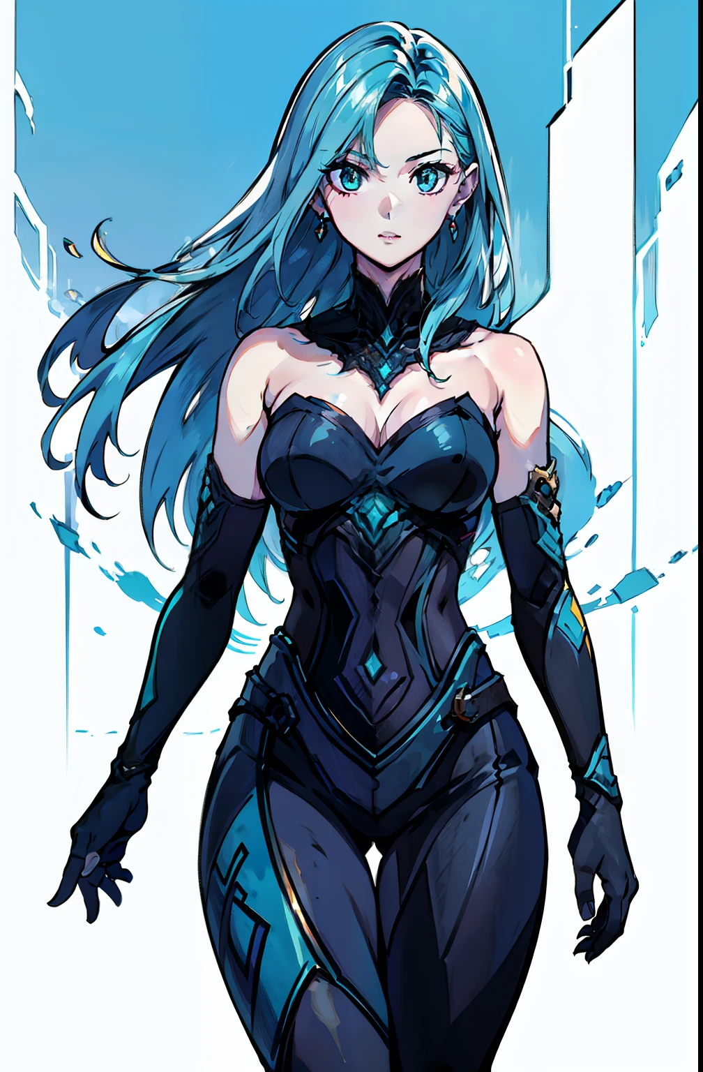 ((melhor qualidade)), ((obra de arte)), ((Realista)) 19 anos, garota ruiva, Hair to the shoulders, rosto feliz e relaxado ((delgado)) (peituda), ((( dresexy strapless dark turquoise bodycon )) traje ciberpunk, corte de cabelo duende texturizado , medium shot. rosto bonito,