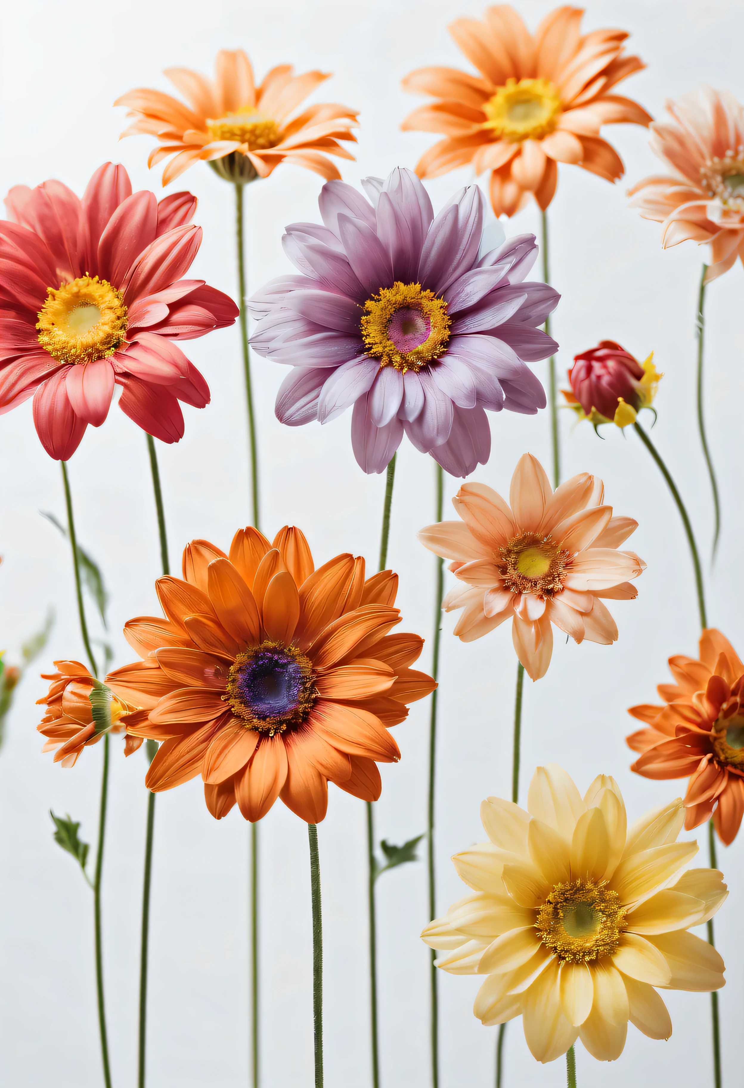 colored flower on white background