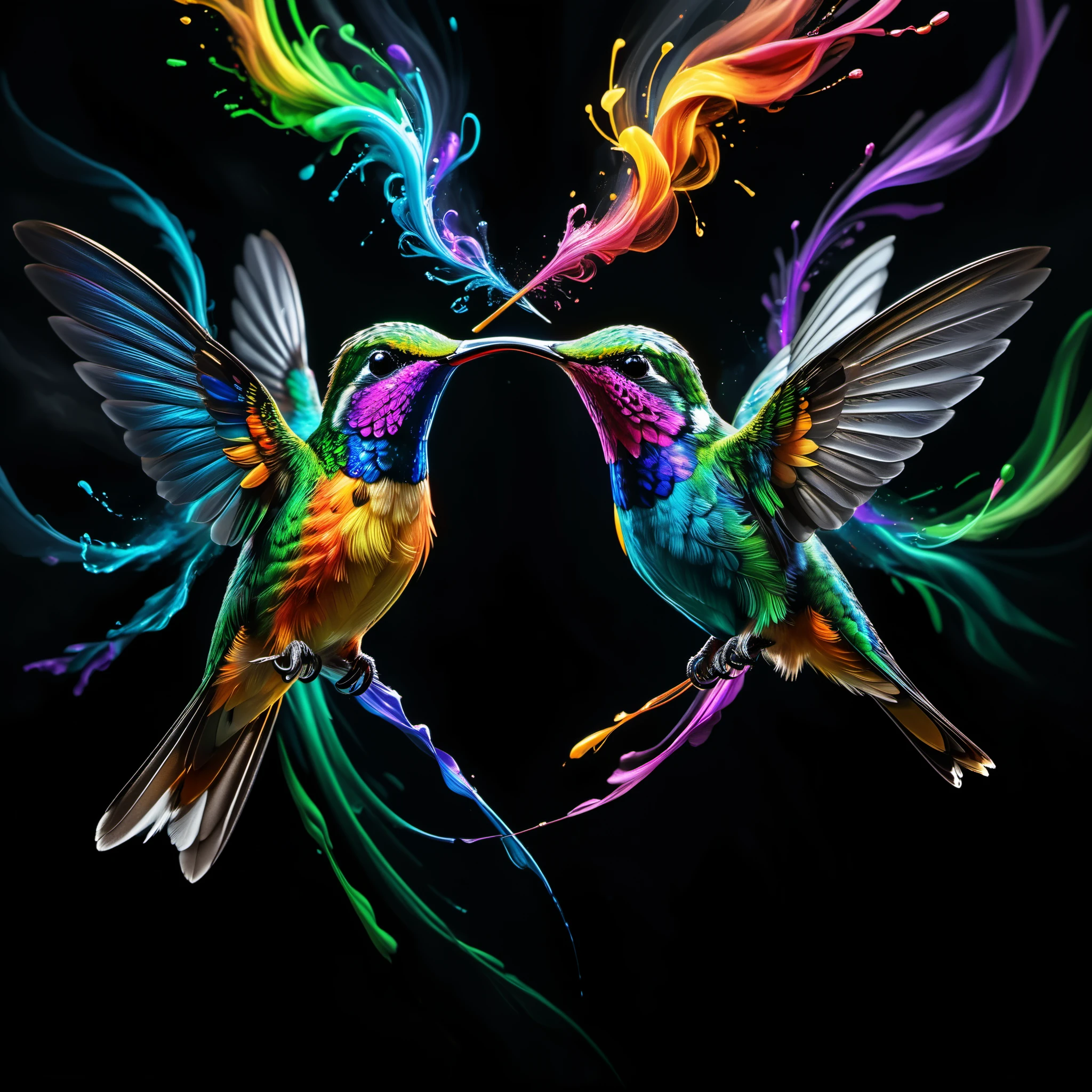 Logo made by Light painting photo of a hummingbird logo, hummingbirds fluttering in the wind beautiful visuals logo, hummingbird light paiting effect