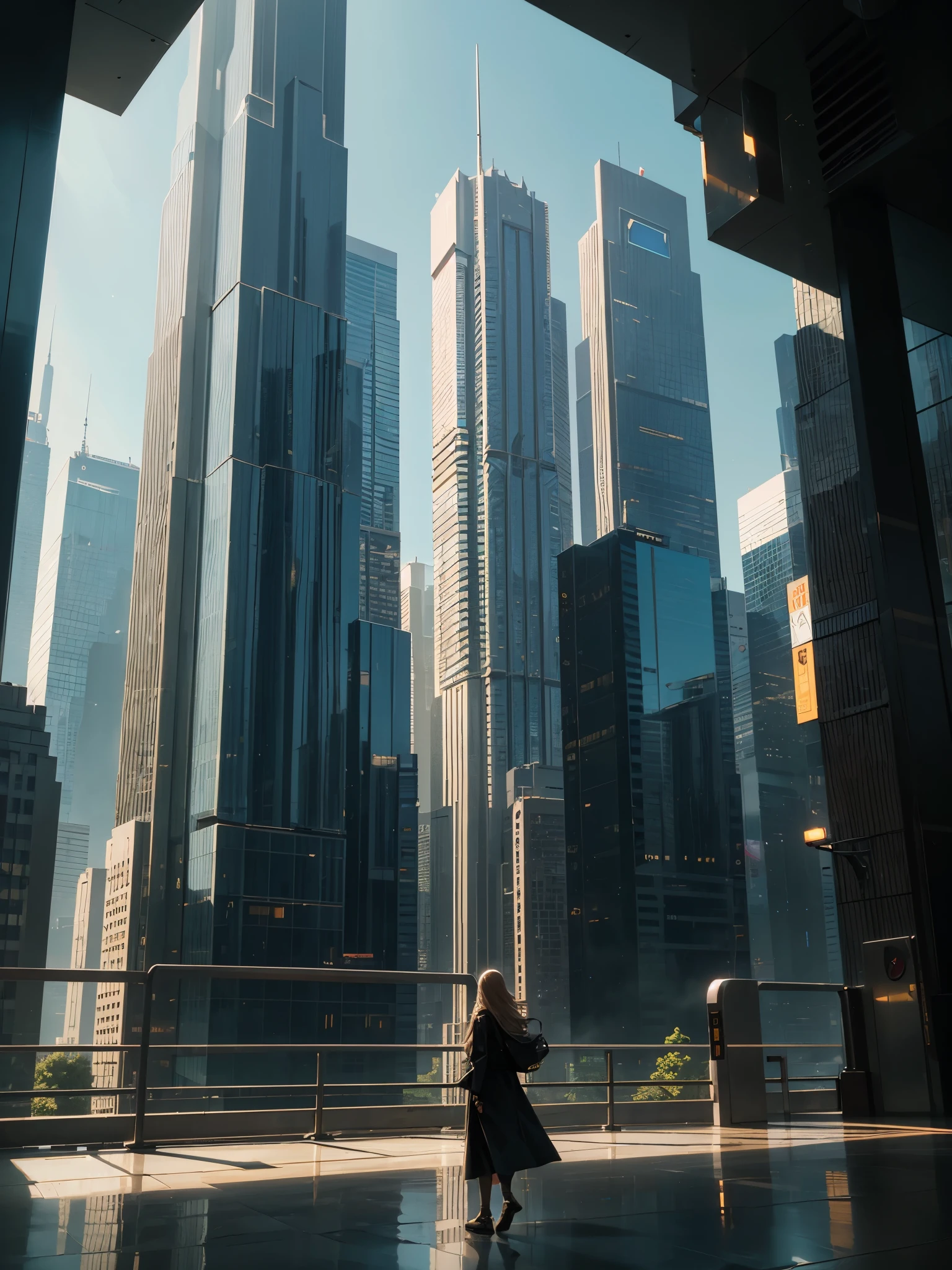 (best quality, 8k, ultra-detailed), (modern architecture:1.1), (glass buildings:1.1), (tall skyscrapers:1.1), (electric cars:1.1), (pedestrians walking:1.1), (urban environment:1.1), (vibrant cityscape:1.1), (sleek design:1.1), (futuristic atmosphere:1.1), (sunlight streaming through glass:1.1), (busy streets:1.1), (lively atmosphere:1.1), (dynamic energy:1.1), (life in the city:1.1), (modern lifestyle:1.1), (technology integration:1.1), (clean and minimalistic:1.1), (seamless fusion of nature and architecture:1.1), (prominent skyline:1.1), (crystal-clear reflections:1.1), (meticulous attention to detail:1.1), (awe-inspiring structures:1.1), (skilled craftsmanship:1.1), (impressive scale and grandeur:1.1), [people enjoying the urban environment], [watching the sunset from a rooftop], [lush green parks amidst the city], [seamless movement of vehicles and people], [glowing neon lights illuminating the streets], [panoramic city view on a clear night], (ethereal colors:0.9), (subtle pastel tones:0.9), (warm golden hues:0.9), (soft natural lighting:0.9), (captivating shadows and highlights:0.9), (sharp and crisp details:0.9), (artistic composition:0.9), (dramatic perspectives:0.9), (immersive experience:0.9)