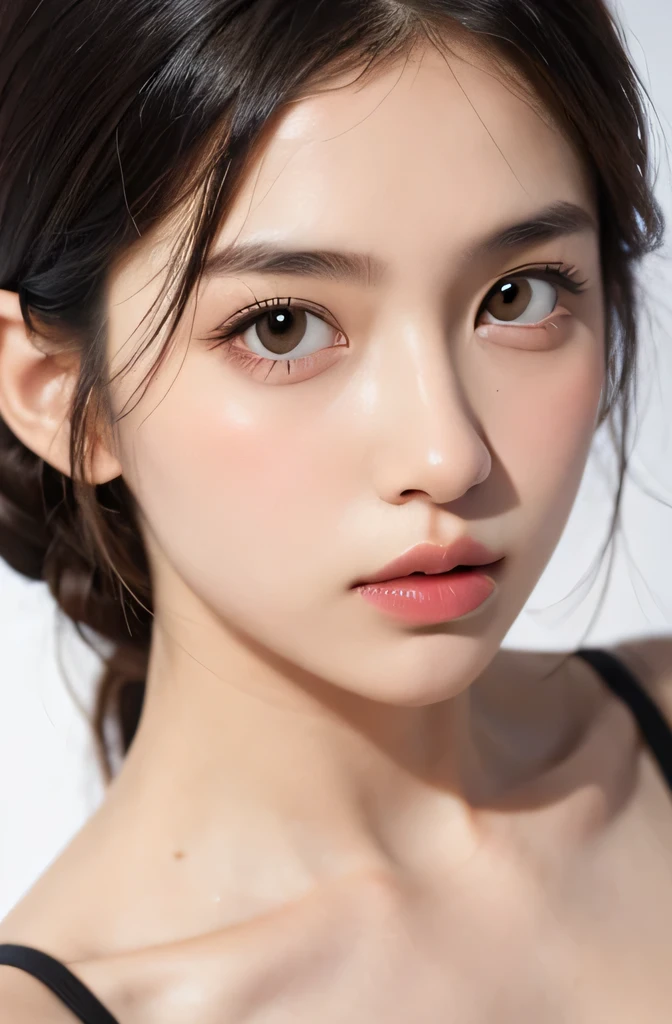1 girl,face,white background,
