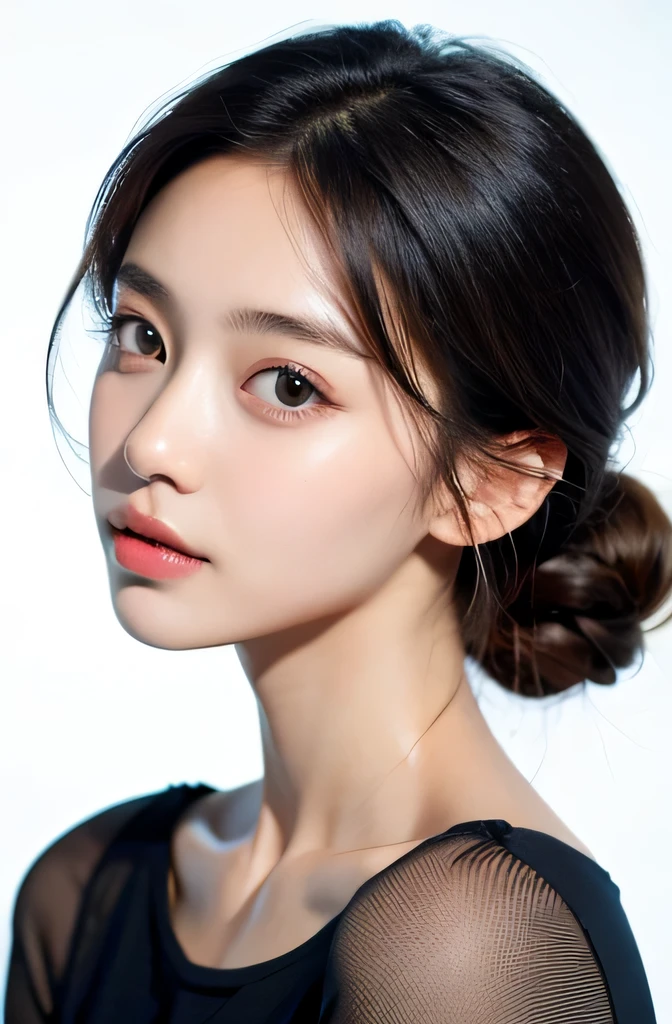 1 girl,face,white background,