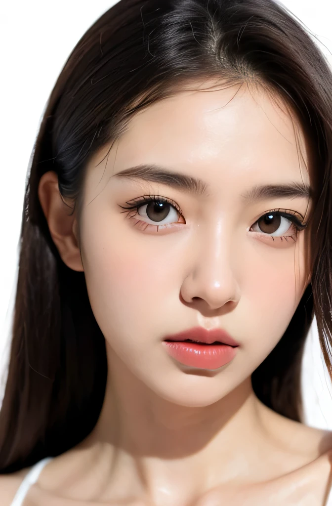 1 girl,face,white background,