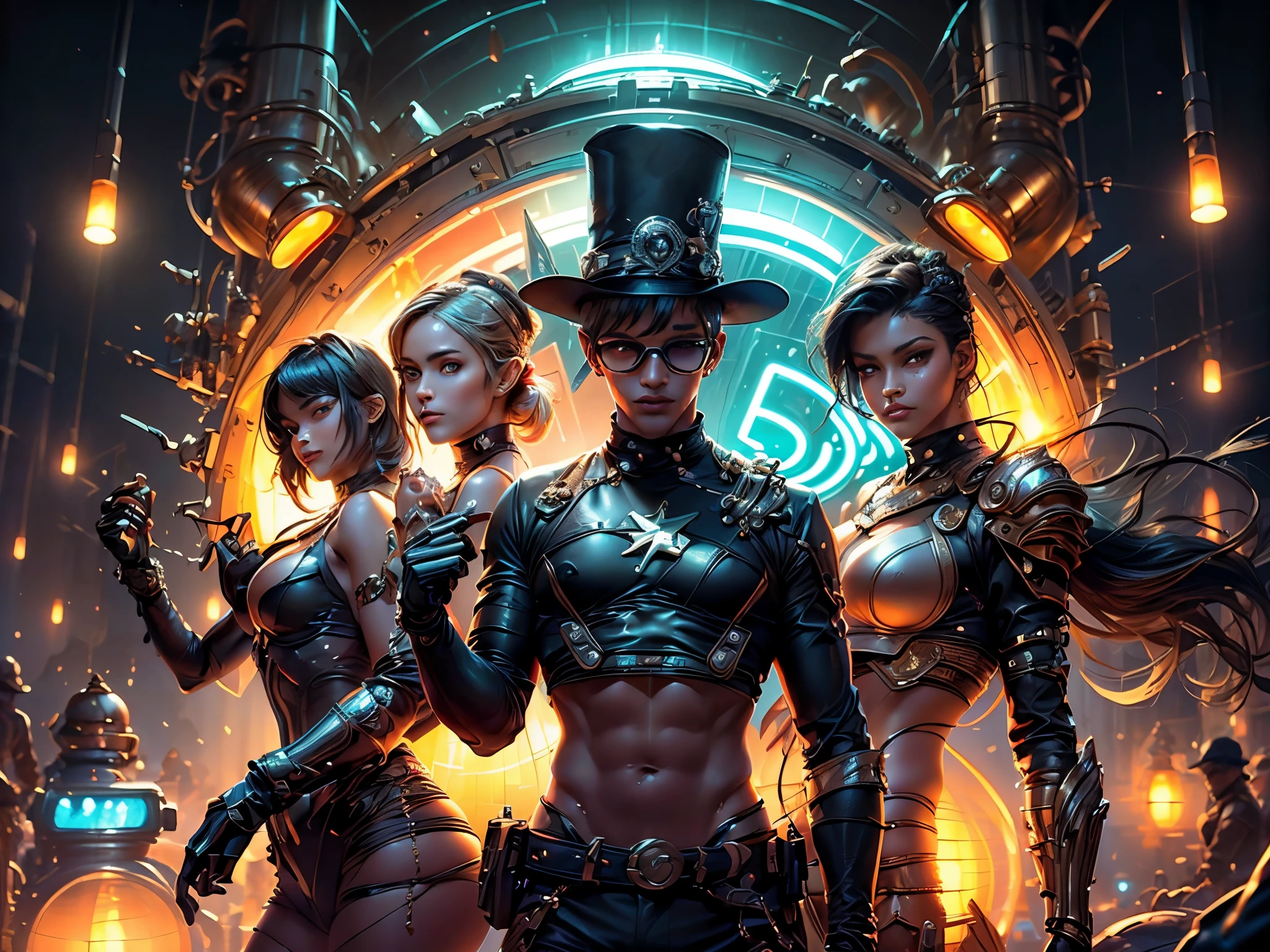 ultra detallado,( amigos ciberpunk:1.4 en una disco sentados en una mesa disfrutando entre amigos, de fondo gente bailando y divirtiendoce, luces de disco, entorno oscuro, con monitores y luces de neon por todos lados), (oscuridad absoluta:1.6,luz de neon:1.5),(ciberpunk:1.3), (ultra detallado y hermoso:1.3),((Mejor calidad)), ((Obra maestra)), (muy detalladas:1,3), 3D, hermosas, Luminous particles:1,4 , 32k