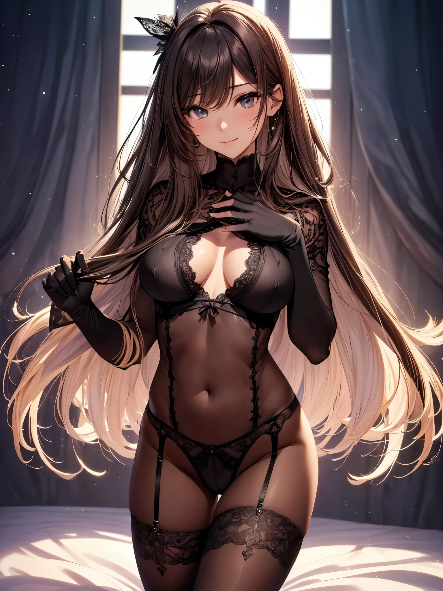 highest quality、Highest image quality、masterpiece、),bold composition、back view、back angle、low angle！back angle,Spread legs seen from behind、detailed groin、standing with legs spread apart、standing position、dynamic pose、pantiesストッキング、full body stockings、A super beautiful woman fills the screen((22 years old OL big bust、,beautiful long ironed hair、brown hair、slender、beautiful hip,Close-up、Esbian、,beautiful high quality、beautiful art、)muste piece、visual art、Depth of the bounds written、night、、magic of light、、ハープのメロディー🎵friendly smile、gentle light、、skin-friendly、、ticker beautiful decorative、美しい大都会のnight景、starry sky,elegant、mystical　rosa、　 、、friendly smile、black lingerie、black underwear、 body stocking.  room、Beautiful eyes staring at us、Beautiful、beautiful hands、refreshing、Wrap your entire body in transparent body stockings、Black Body Stockings、Femme fatale、
sexy shot,
(gorgeous body stocking:1.3), (intricate lace:1.4), (see thorough:1.5), 、、Fujiko Mine、
、.UHD,cowboy shot1.9,trance parent body stocking1.5,full body stockings 1.8、Perfect full body stockings、detailed details、powerful、open both foot,powerfulく足を開く、panties、、.Approaching、1 nearby.8、、、Do not show bare skin、covered with stockings、cowboyshot.Sweat、beautiful skin、orgasm.ecstasy、super REALITY、model  shot ,Don&#39;t show your skin、All body stockings、stylish、dramatic、light、hip、レンブラントlight、three-dimensional feeling of the body,magical gentle light  UHD