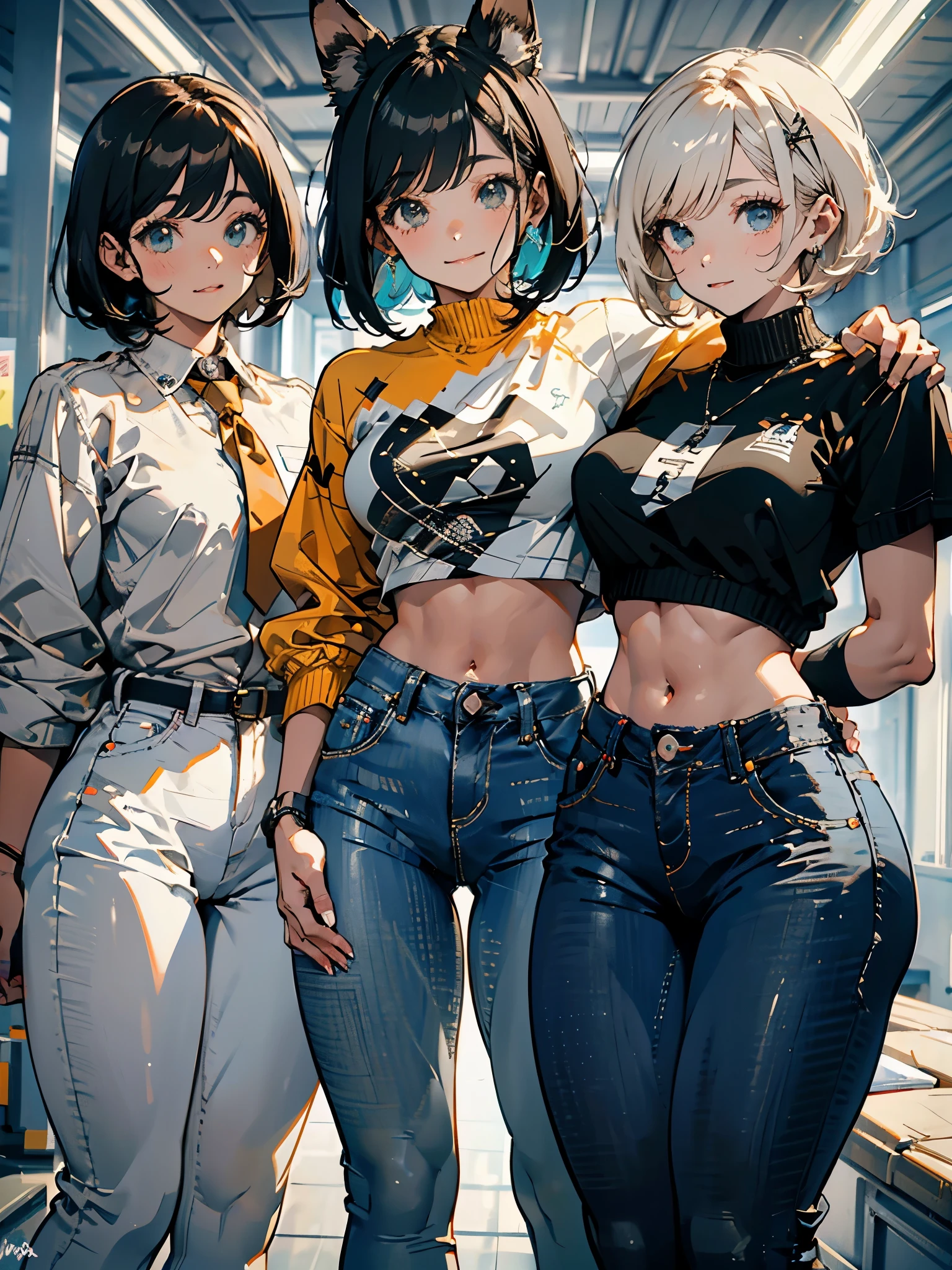 , mochila grande, seios pequenos, bunda grande, thick body, thick coxa, short bob hair, tenis cano alto branco, meia grande, andando abobalhada e divertidamente, sozinha, dedo na boca, short jeans