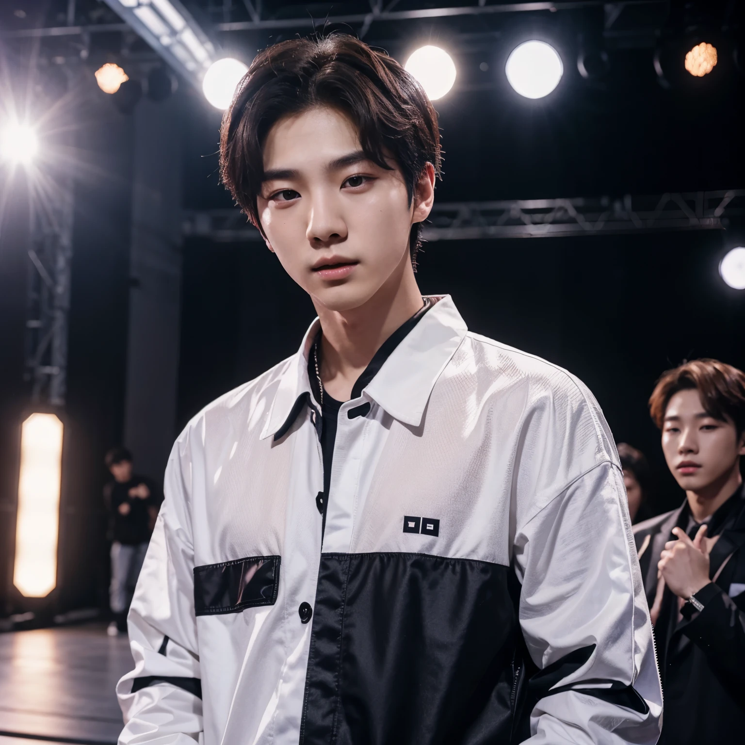 20 year old korean man, kpop singer, from the musical group bts.