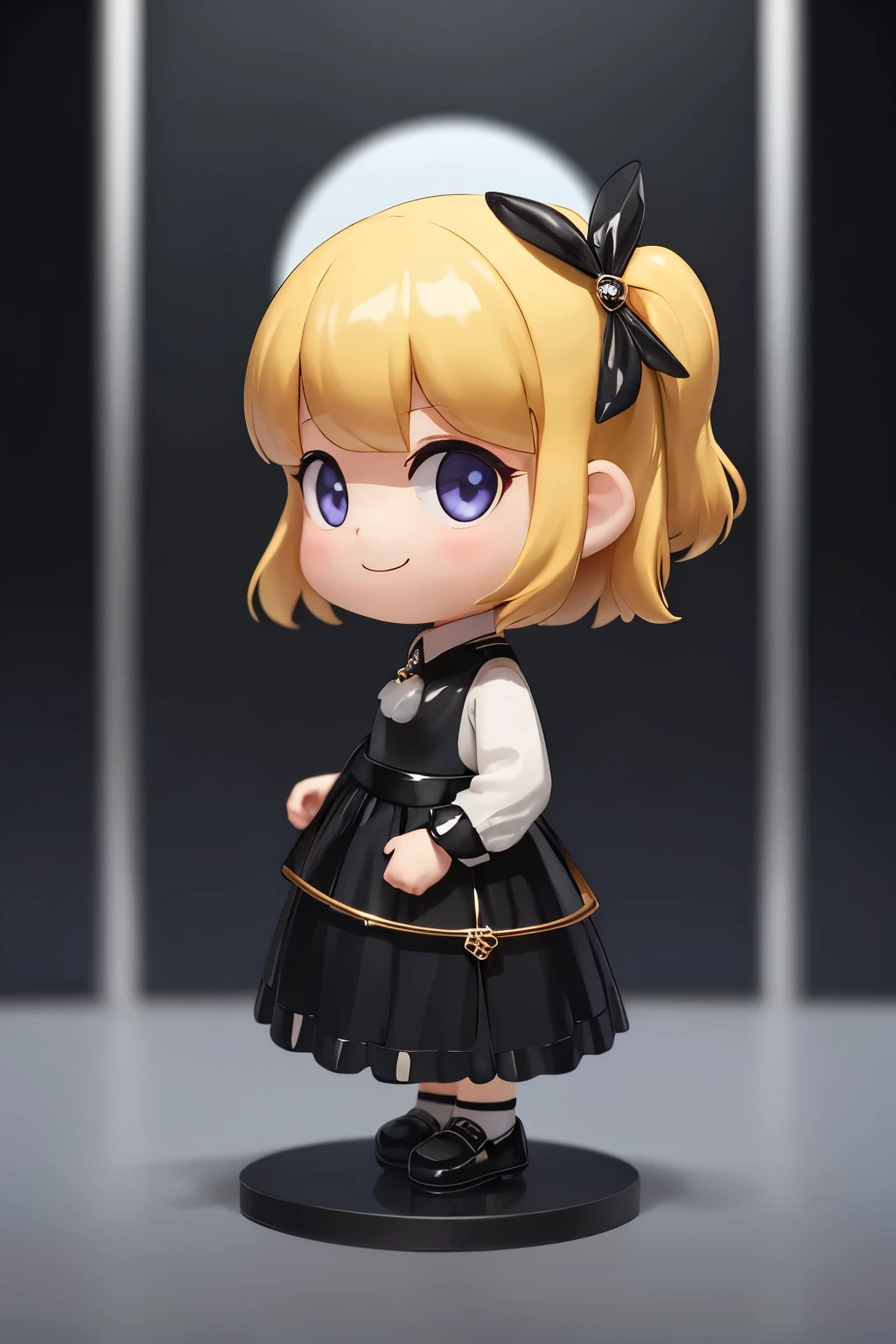 Blonde girl with black wings and black pearls in a white dress of transparent thin fabric、Shine、smile、From the side