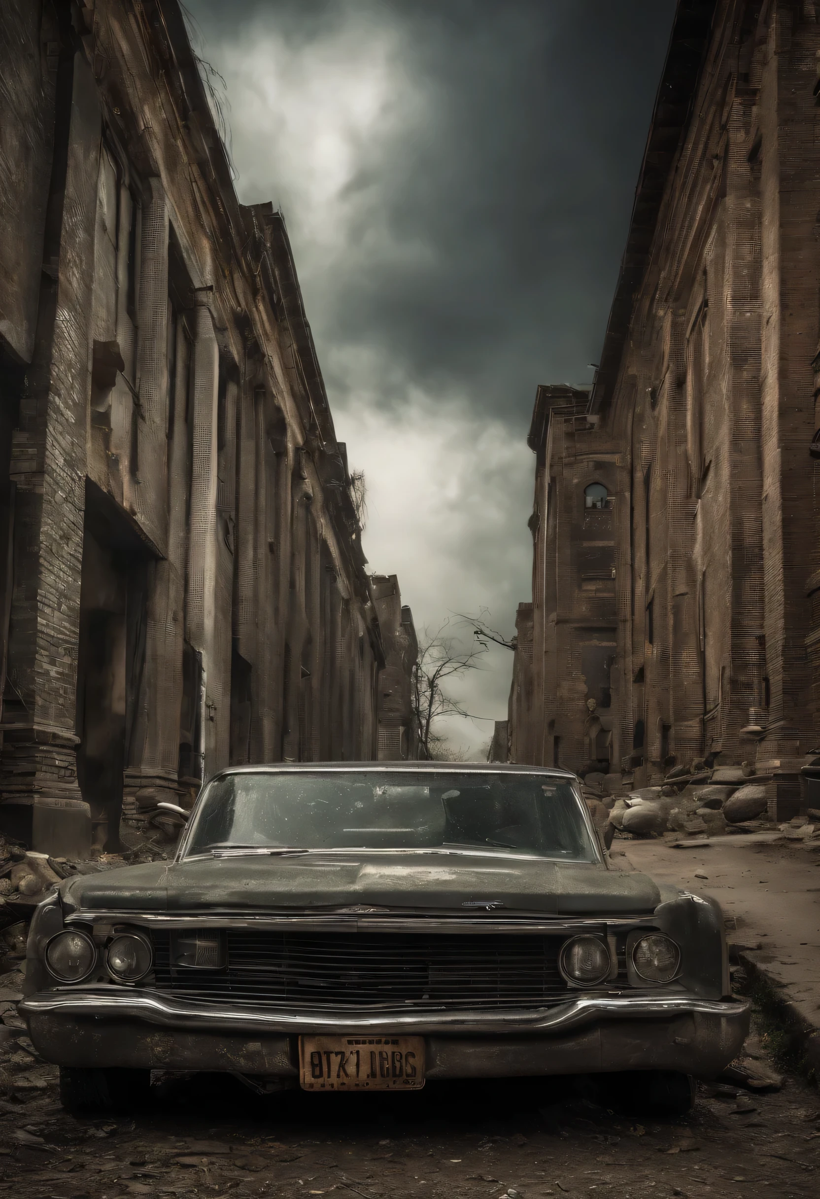(Mejor calidad,4k,high resolution,Obra maestra:1.2),ultra detallado,realista,action packed,Emocionante,post apocalyptic,Science fiction,Will Smith,calles desiertas,futuristic car,dystopian cityscape,dramatic lighting,Ruinas de la ciudad,overgrown vegetation,soledad,apocalipsis,vivid colors,sinister atmosphere,Inquietantemente hermoso,destruction,edificios abandonados,infraestructura en ruinas,damaged roads,ventanas rotas,soledad,decadencia urbana,aventura,Noche,bright neon lights,calles vacias,Viaje peligroso,despair,perserverancia,objetos misteriosos,Misterios,Superviviente solitario,sombras amenazantes,High-speed pursuit,emocional,atmospheric,universo de suspenso,heroe de accion,determinado,arenoso,vibrant energy,implacable,competencia de otro mundo,dynamic composition,Paisaje industrial