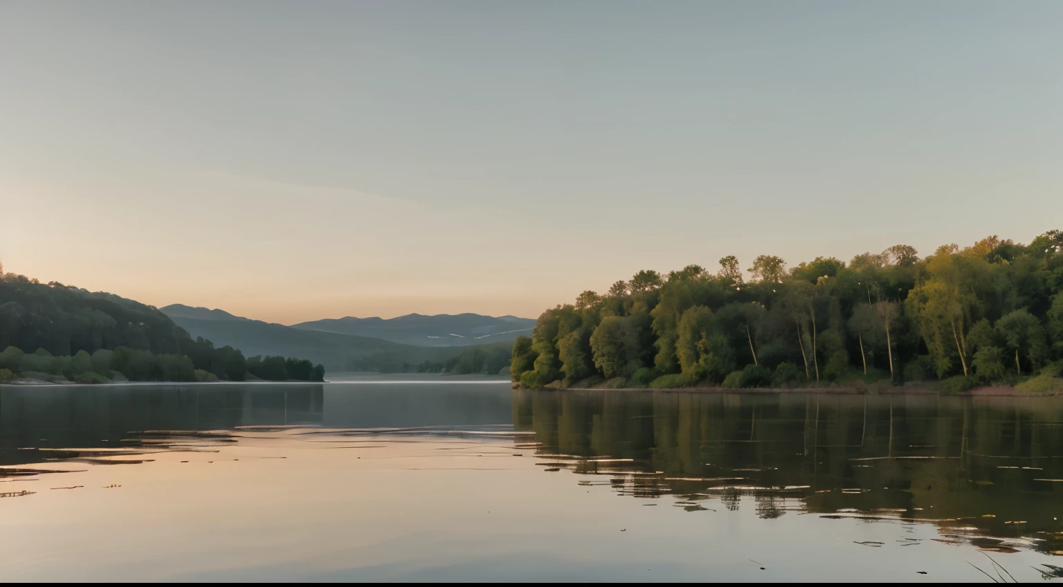 Tranquil lakeside sunrise