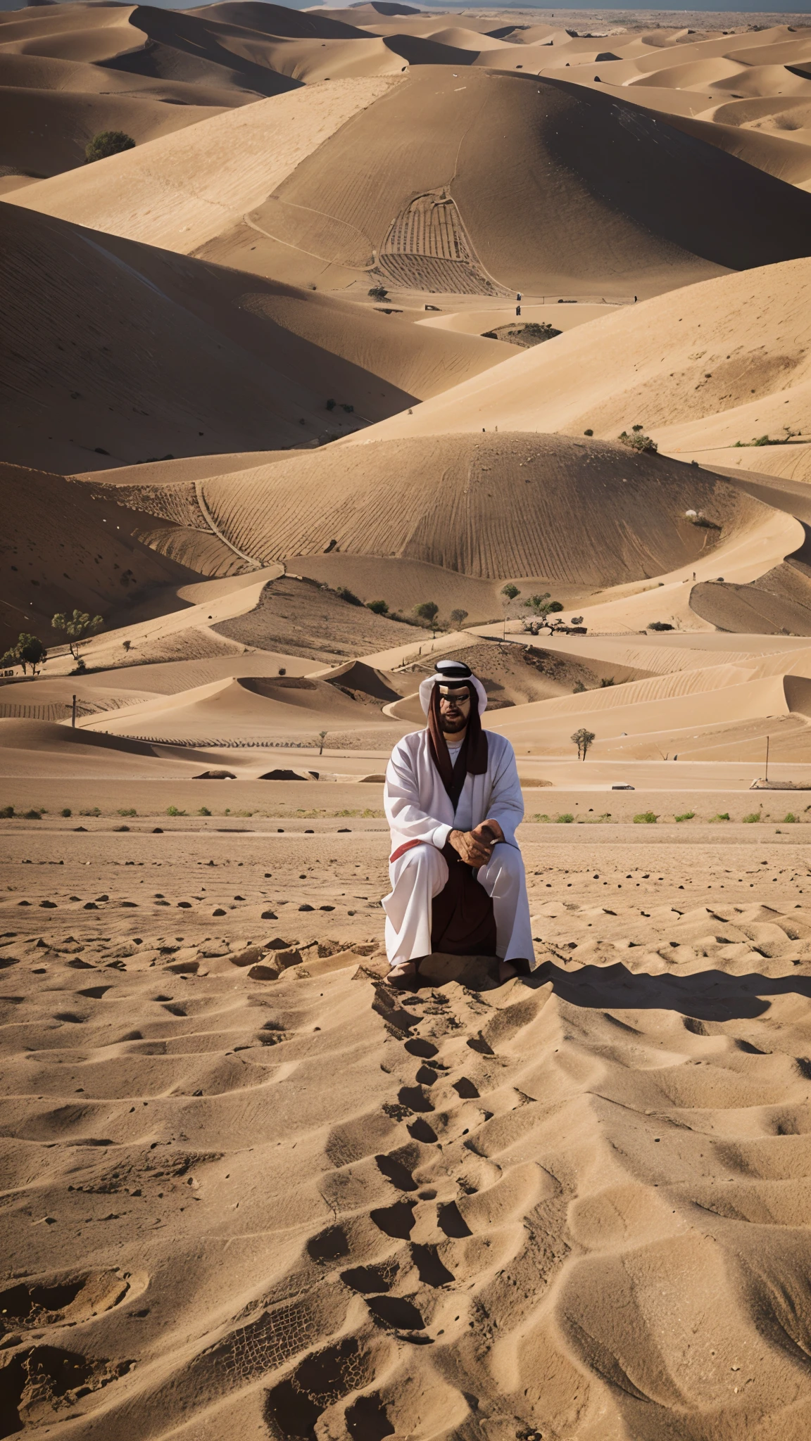 Image illustration of ali bin abi thalib in a dessert field