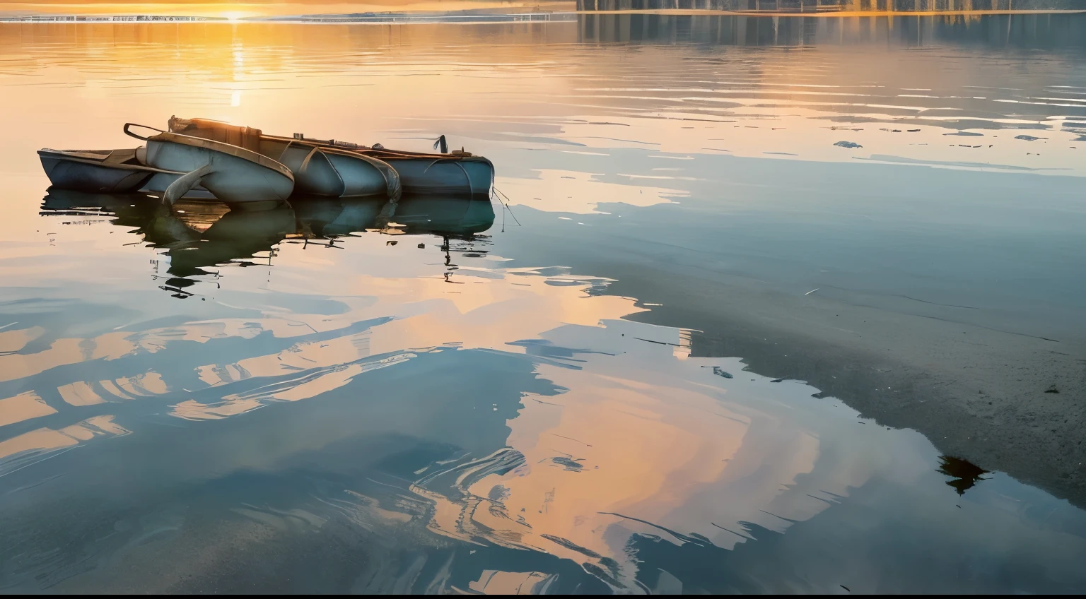 A serene lakeside sunrise, the calm waters reflecting the soft hues of the sky as the sun slowly rises above the horizon. The peaceful scene is captured in a beautiful landscape photograph, showcasing the stillness of the early morning moment. The colors blend seamlessly, creating a picturesque display of tranquility and serenity. The image is incredibly detailed, with every ripple on the water and every cloud in the sky perfectly captured. This stunning photo truly captures the essence of a tranquil lakeside sunrise, inviting viewers to bask in the pure beauty of nature.