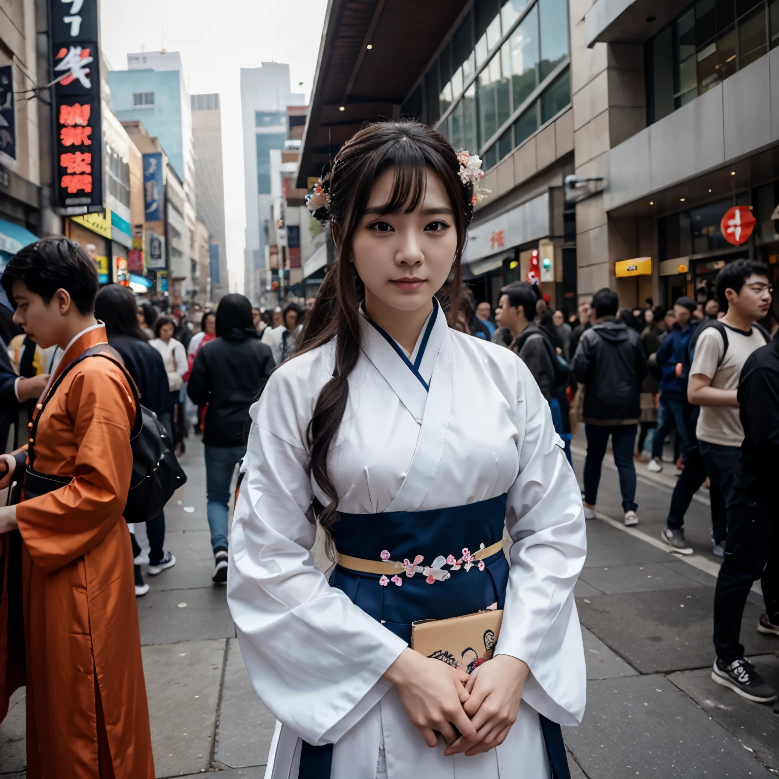 cartoon，crowd，migration，Wear Hanfu