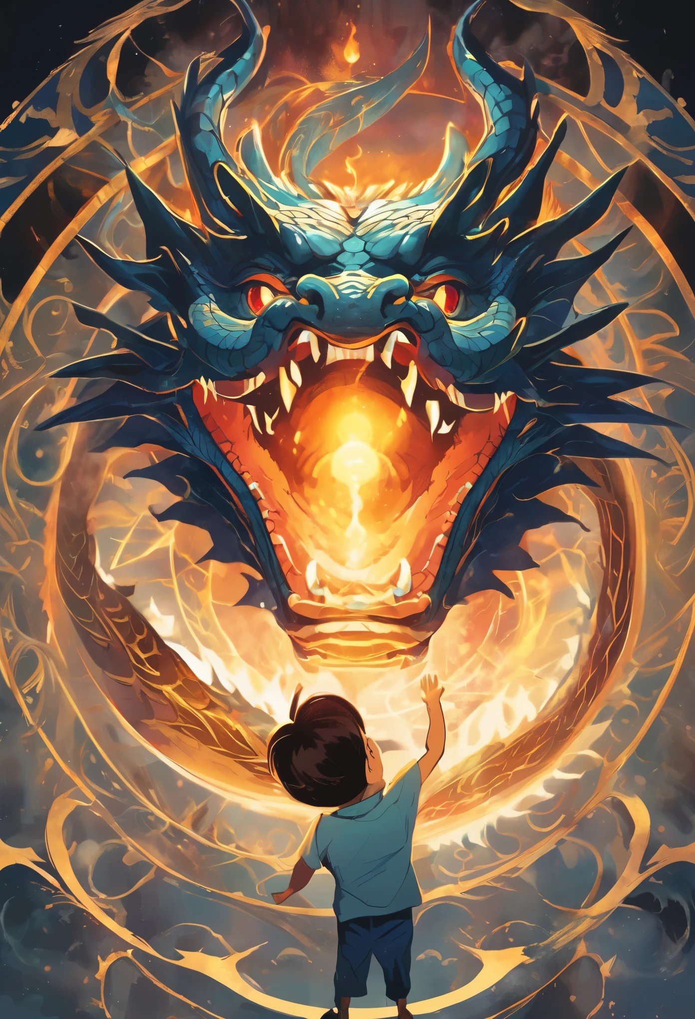 A dragon head emerges from the center of the magic circle,Open your mouth and growl
