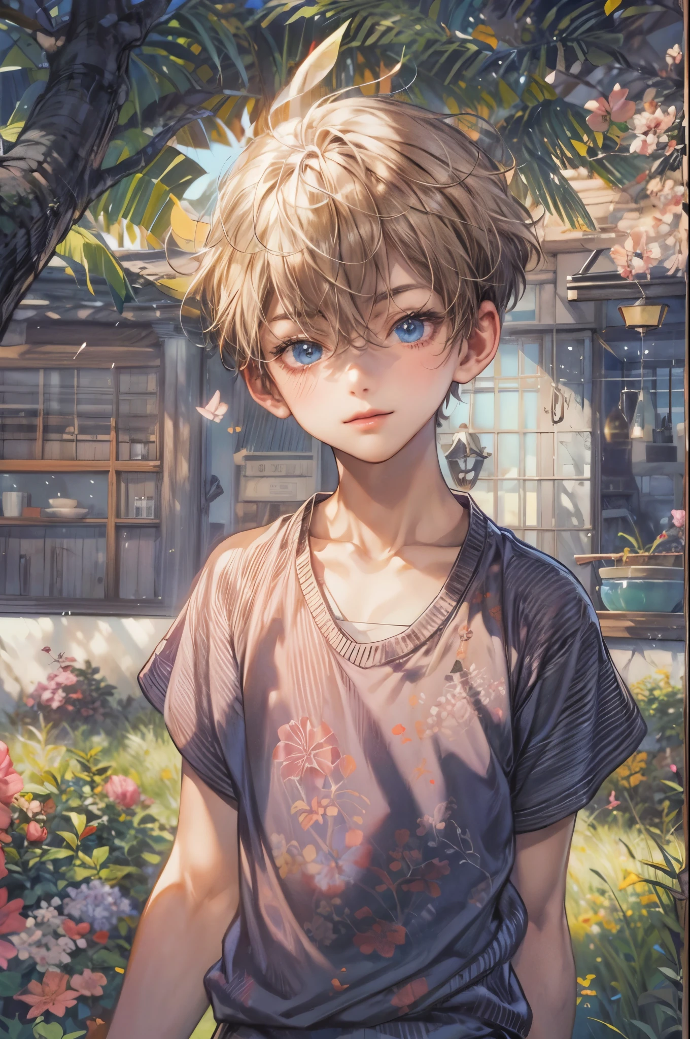 ((Best quality)), ((masterpiece)), (detailed), ((perfect face)), ((halfbody)) handsome face, male, teen boy, perfect proportions , a character from anime Pokémon, short hair, male version , hands hiding in clothes,detailed background, detailed scenery background
