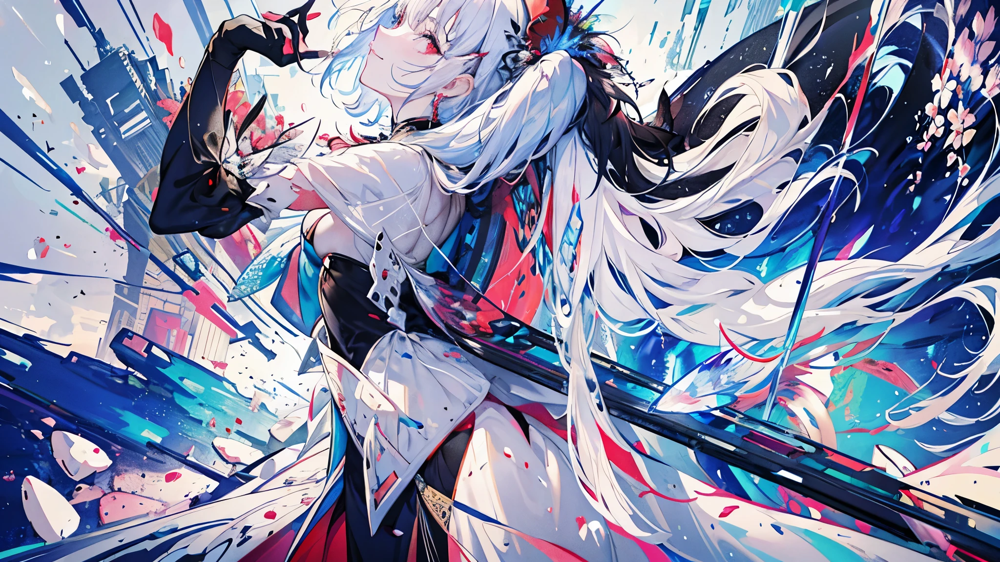 （（masterpiece：1.4，best quality））+，（Ultra-detailed）+，（super detailed eyes）+，（winged ears：1.5），
（cute girls），15 years old，（dark red eyes：1.15），long gray hair，long braids，Thick hair（Variza：1.2），Pale complexion，Smile，一個誘人的Smile
（She wears conservative blue, red and black dress，red pattern，Lots of fluff：1.5），（black gloves：1.4）The sleeves are very long，
black earring ballad，coral flower，gemstone jewelry，Ocean of fish and trees，red witch hat，Conch headdress，harp，Sing，school of fish，Fishbone decoration，Put your hands behind your back，Turn your head forward，
（fish tail：1.1），
（Dawn light：1.2），
（Thick black and white：1.16），（depth of field：1.4）intricate details，Mixed colors，Detailed route，Excellent,Super details,The content is very detailed,(high contrast:1.11),Wind,Amazing cleavage,beautiful eyes,messy hair,(best illuminate，extremely delicate and beautiful), ((lighting)), (View from the side:1.3)，8k,masterpiece，best quality，Movie stills，1 plump girl，floating in the sky，Intertwined clouds，cloud，（Close-up cleavage：1.1），bright，hapiness，interesting，soft light，（Bauhaus，shape，line engineering，Abstract：1.1）official art， Unity 8k桌布， Super detailed， Beautiful and beautiful， masterpiece， best quality， （Dynamic angle：1.4），浪漫 depth of field 异调_Dance，PerfectNwsjMajic，（masterpiece，top quality，best quality，official art，Beauty and Aesthetics：1.2），The content is very detailed，colorful，highest detail，