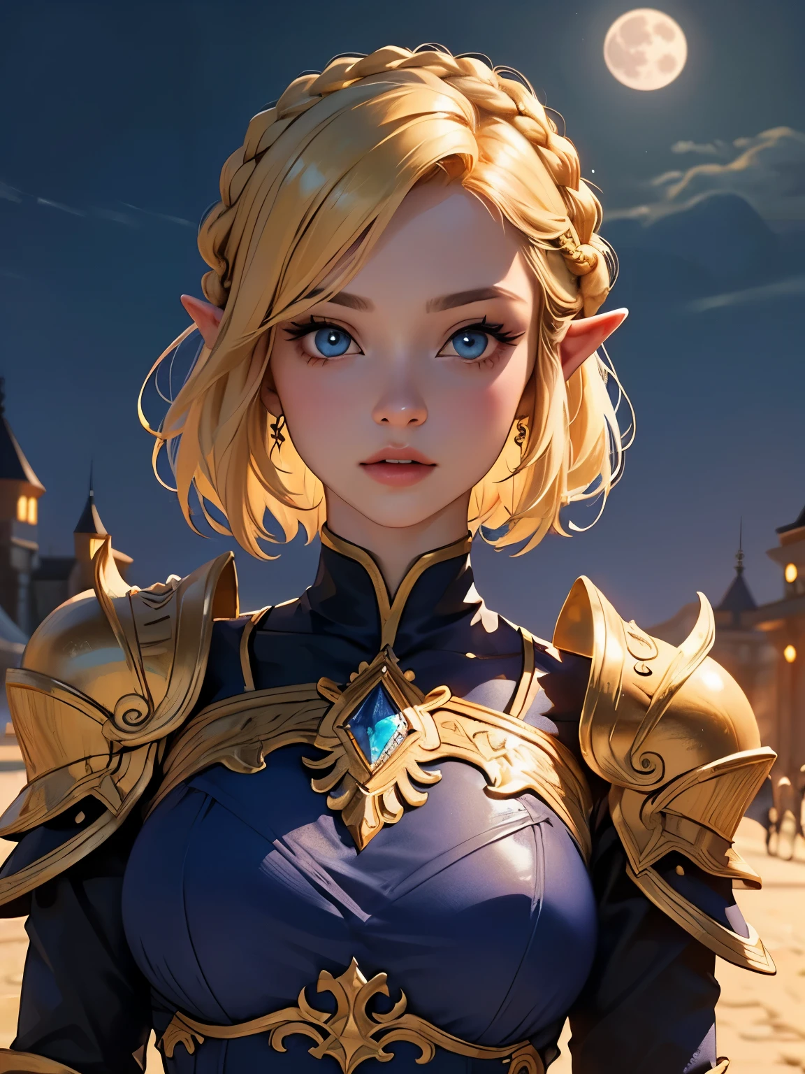 Scarlett Johansson, (masterpiece:1.2), (absurdres), (detailed face),(detailed eyes), (best quality) (traditional media:1.2)  , (white backround), upperbody, (expressionless),  artoria_pendragon_(fate), saber, armor, blonde hair, gauntlets, green eyes, hair ribbon, armored dress, ahoge, blue dress,