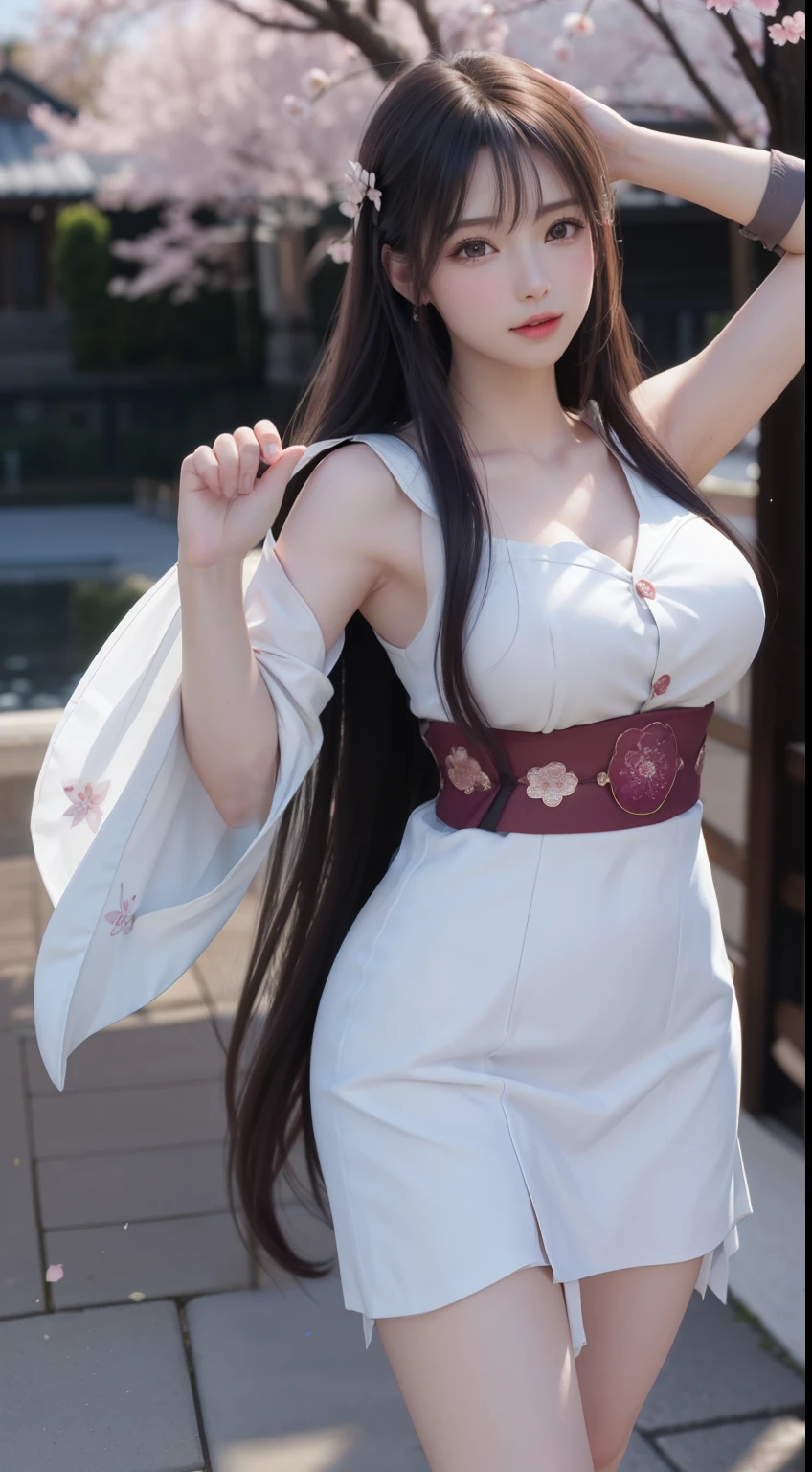 (((full body,big breasts))),Under the cherry blossom trees in the spring breeze,The red fighting uniform worn by Mai Shiranui,The posture is sturdy and elegant。Her long hair is flowing with the wind,A few strands of hair caressing my cheeks,Adding a touch of softness to her resolute face。Her eyes were firm and deep,Seems to be able to discern the weaknesses of all opponents。
Her hands were clenched into fists,It seems to be simulating the movements of fighting.,Every movement is smooth and powerful,It's full of action。Her body rotates slightly with the changes in movements,As if in a fierce battle with an invisible opponent。
Petals falling from the surrounding cherry blossom trees,A sharp contrast to Mai Shiranui's red fighting uniform.,Adds a bit of a beautiful atmosphere。Petals flutter lightly in the air,As if applauding Mai Shiranui’s fighting skills。
The whole pictureIt's full of action and beauty,It not only shows the strength and tenacity of Mai Shiranui as a fighter,It also reflects her gentleness and tranquility under the cherry tree。This kind of picture makes people feel like they are in a world full of poetry and power.。
