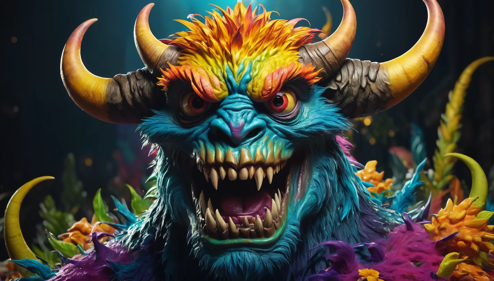 hyper-maximalist lowbrow style overdetailed 3d sculpture of a monster by clogtwo and ben ridgway inspired by beastwreckstuff chris dyer and jimbo phillips. Cosmic horror infused retrofuturist style. Hyperdetailed high resolution. Render by binx.ly in discodiffusion. (Dreamlike surreal polished render by machine:1.22).delusions. Sharp focus. Extremely psychedelic, Dreamlike surrealism, Hyper realistic detailed intricate sharp