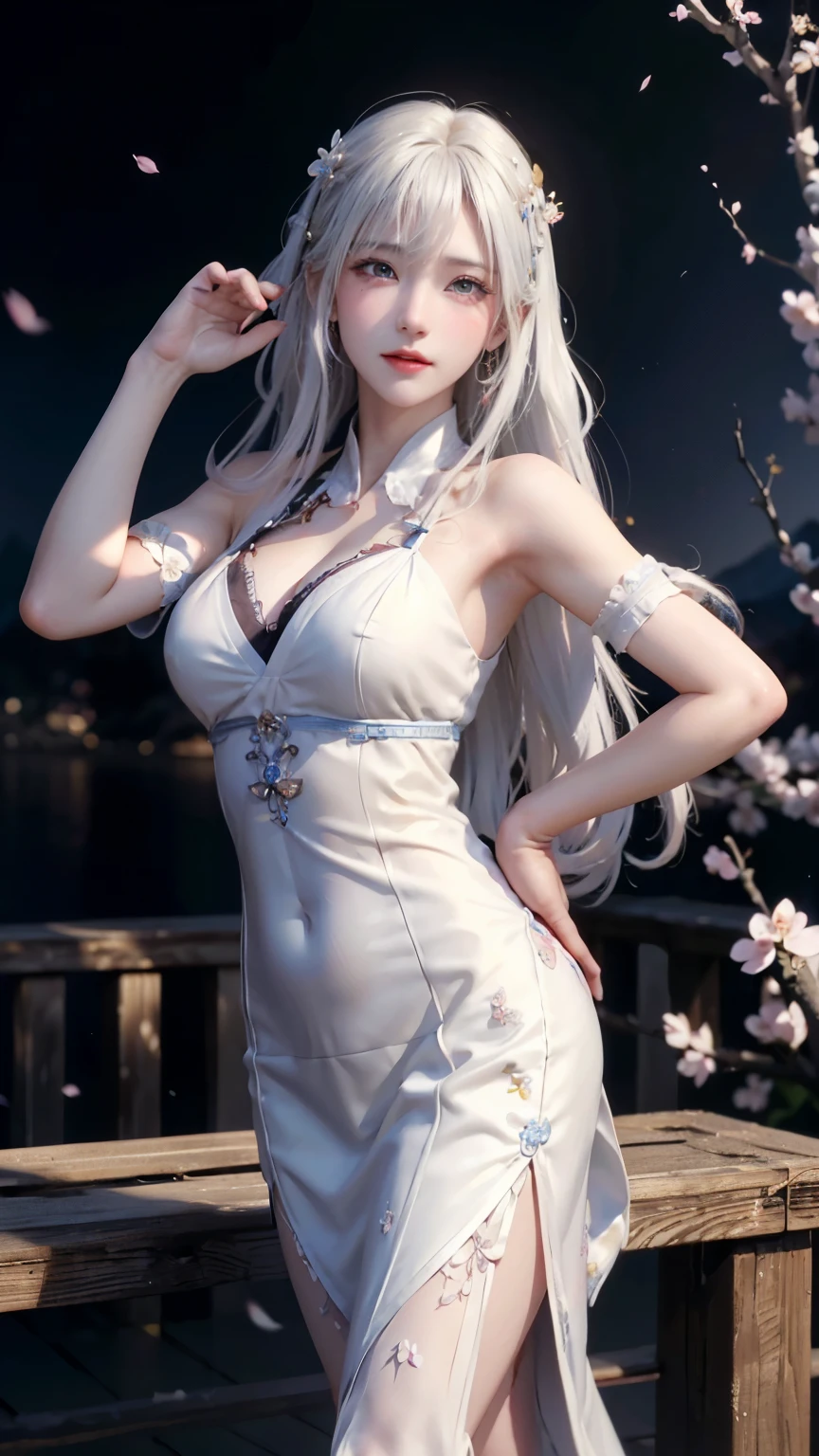 official art, unity 8k wallpaper, ultra detailed, beautiful and aesthetic, High quality, beautiful, masterpiece, best quality, 1 queen, small bust, (round bust:1.5) , (Long hair:1.5) , (zentangle, mandala, tangle, entangle:0.6) , (transparent dress:1.2) , (silver Lace transparent:1.2) , (bare waist:1) , (covered breasts:1.2)