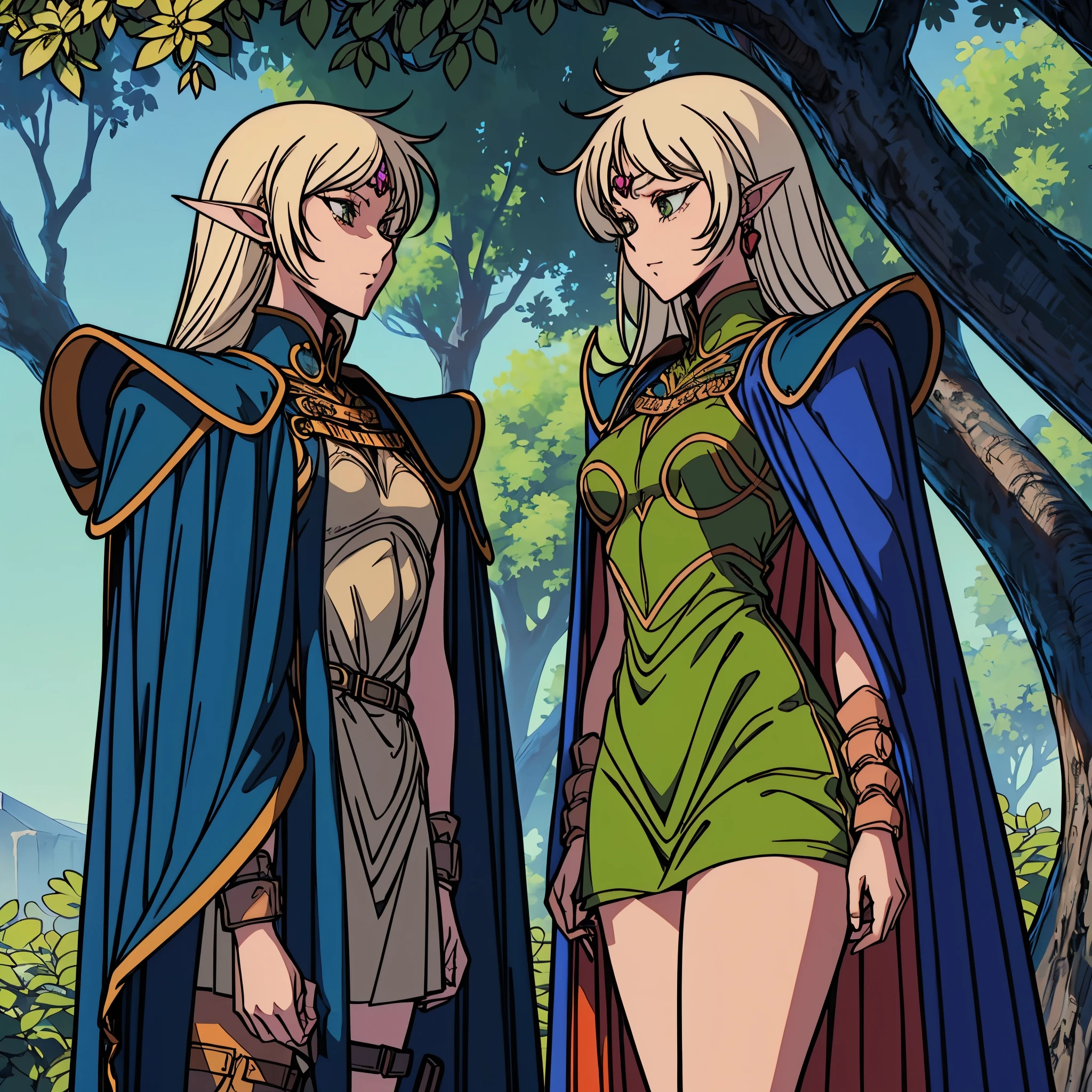 (frieren) and (deedlit) walking through the forest, (full body view), (frieren has twintais, white hair, green eyes, pointy ears, wears white capelet, striped shirt, long sleeves, belt, skirt, black pantyhose, boots, earrings), (deedlit has long yellow hair, green eyes, pointy ears, wears short green dress, short sleeves, tiara, dark blue breastplate armor, dark blue pauldrons, dark blue cape, belt, bootasterpiece, best qualtiy, hdr)), epic beautiful realistic Puppetess elegant princess natural fullbody, gorgeous puppeteer bridaldress Lys perfect symmetrical meticulously intricate "Dia de los Muertos" rose, epic pupper-Mistress stunning clean figurine rossdraws puppet dream artgerm digital vibrant DSLR colorful hyper HDR epic UHD tmasterpiece extremely detailed ultra_high-resolution ultra_high-definition ultra_high-quality saturate reflection, varies multi etc. --v6 --s1000 --c20 --q5 --chaos100