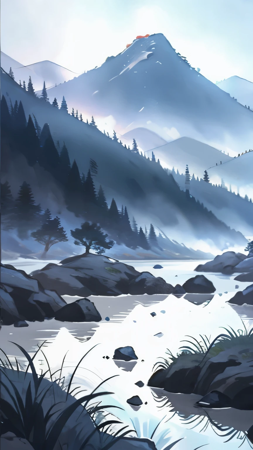 simple art, Abstraction,mountain texture,color,Super detailed,sol glass,glass texture、Translucent,Spectral light, The gradient is translucent