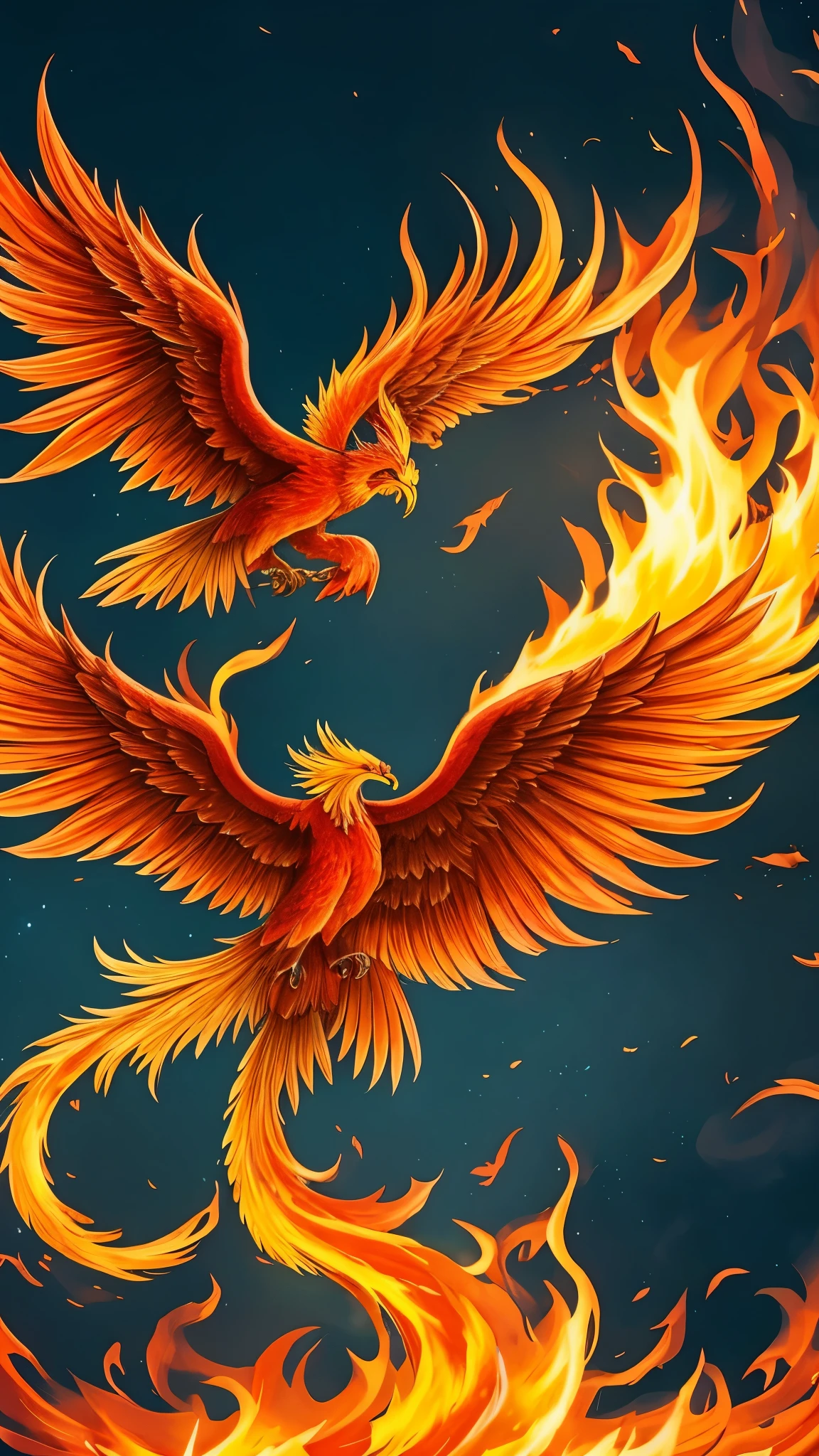 a bird with a long tail flying through a forest filled with fire, phoenix rising from the ashes, phoenix in fire, ''wallpaper of a phoenix, phoenix rising, artwork of a phoenix, fiery bird, with fiery golden wings of flame, ''wallpaper of a phoenix resting, phoenix warrior, marco the phoenix, with fiery golden wings, phoenix dragon, phoenix-inspired