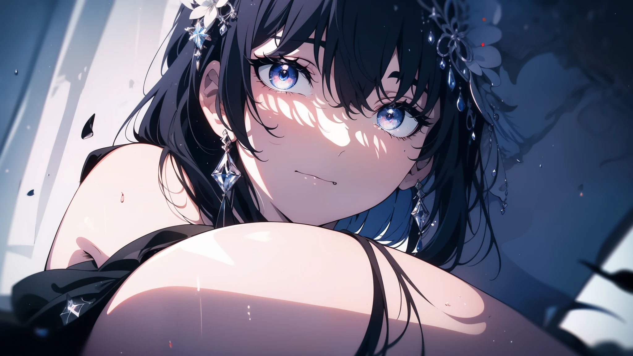 ((8K resolution))、((highest quality))、((masterpiece))、((Super detailed))((((dramatic))),(focus on character)、one person、woman、eight-headed body、glamorous、whole body、naked、全naked、spread your legs、tattoo、smile、stuck out tongue、jagged teeth、double teeth、earrings、dark pubic hair、bristles、wet genitals、sex、sexual intercourse、Clear shadows