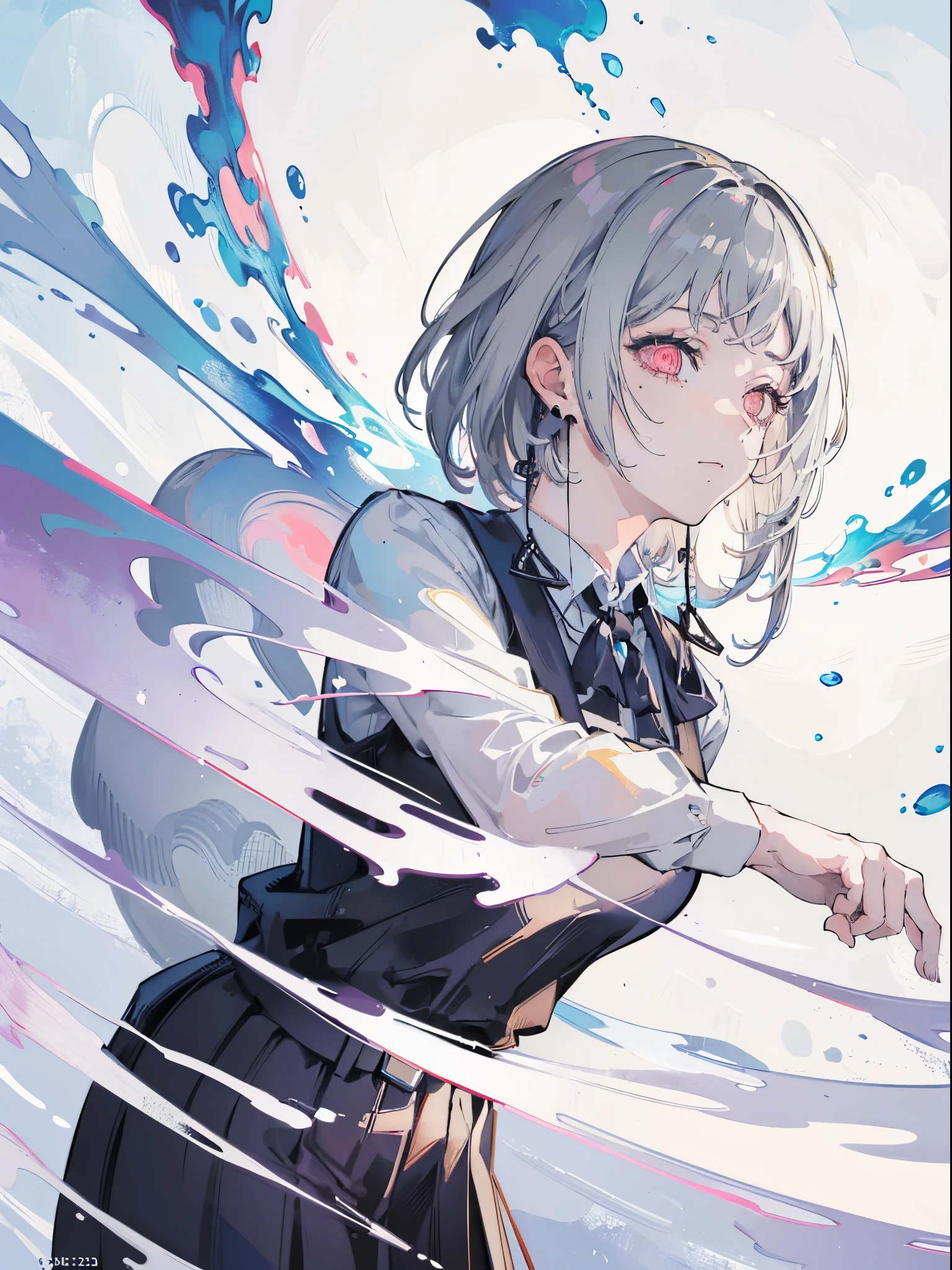 (masterpiece, highest quality, highest quality,official art, beautiful and aesthetic:1.2),(1 girl:1.3), gray hair, skull