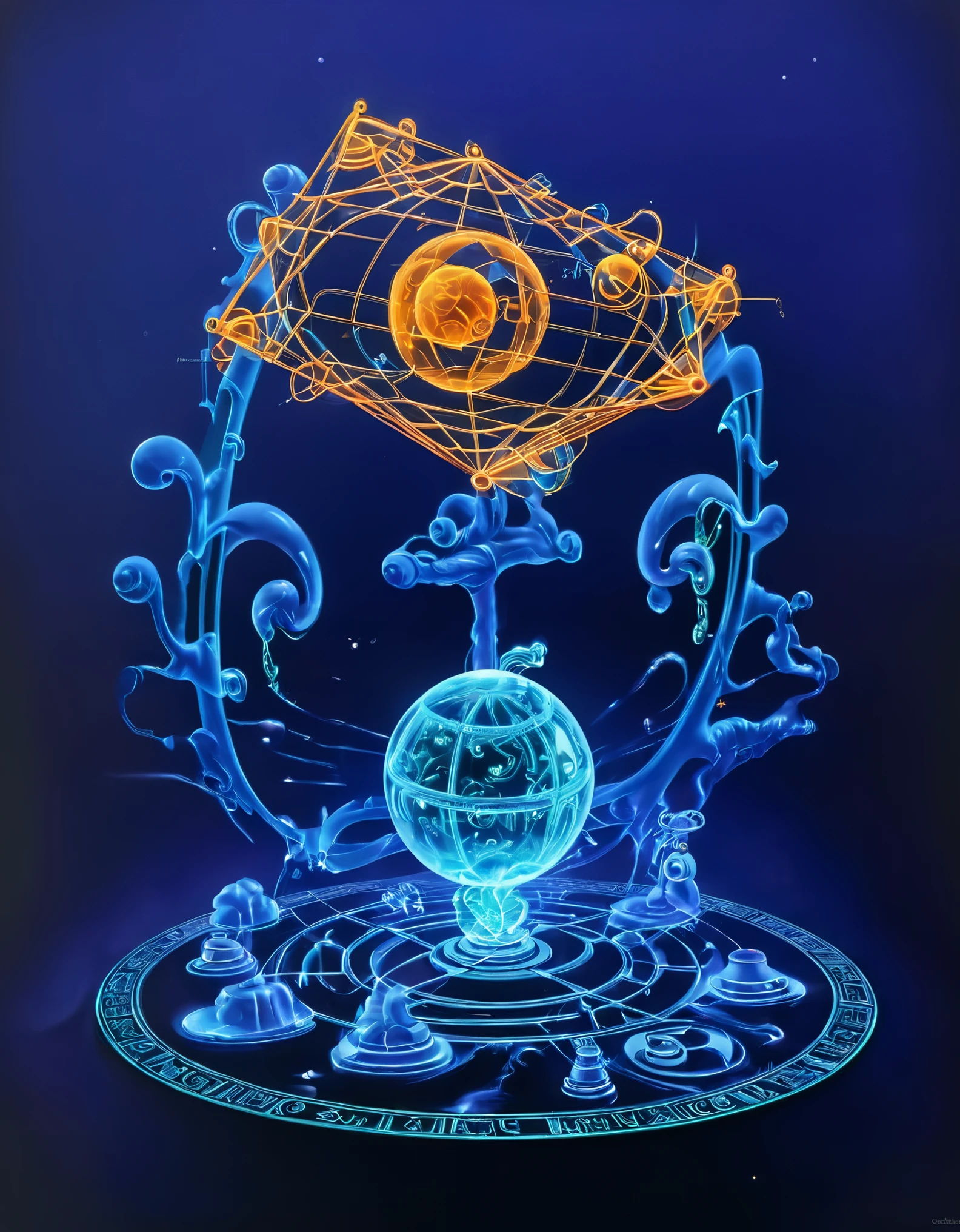 Magic formation, 3D renderings, mysterious geometry, sharp focus, (transparent ghost faced magician floating in front of the twelve zodiac magic formation), beautiful witch with nine arms, each dragging various zodiac symbols, magic ball, crow, orange cat, exceptionally charming blue eyes, robe, green dragon crescent sword, carved long sword, clear Mobius ring, heaven and earth collapse, clear magic symbols, combination magic formation, summoning, Complex combination rituals such as material and non-material transformation, gold cultivation, etc., using the Mike Winckelman style, surrealism, surrealism, surreal digital art, Visual Exaggeration, Nanopunk, Atompunk, Assembly, Circuit, Light Painting, Aries, etc, ♈ Hey Taurus, ♉ Hey Gemini, ♊ Hey, Cancer, ♋ Hey, Scorpio, ♏ Hey, Libra, ♎ Ah, Virgo, ♍ Hey Leo, ♌ Ah, Sagittarius ♐ Hey Capricornus, ♑ Ah, Aquarius, ♒ Hey, Pisces, ♓ Um, Unreal engine, octane render, V-Ray, high detail, high quality, high resolution, surrealism, 16K, super wide angle, satellite view, biomedical science，Red hair，，orange cat，Extraordinarily charming royal blue eyes，robe，Qinglong Yanyue Sword，