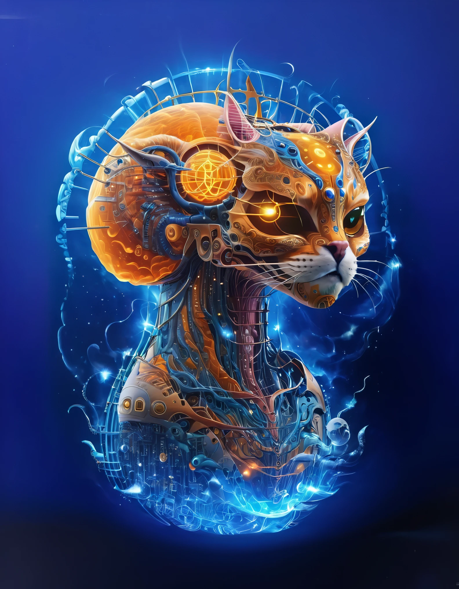 Magic formation, 3D renderings, mysterious geometry, sharp focus, (transparent ghost faced magician floating in front of the twelve zodiac magic formation), beautiful witch with nine arms, each dragging various zodiac symbols, magic ball, crow, orange cat, exceptionally charming blue eyes, robe, green dragon crescent sword, carved long sword, clear Mobius ring, heaven and earth collapse, clear magic symbols, combination magic formation, summoning, Complex combination rituals such as material and non-material transformation, gold cultivation, etc., using the Mike Winckelman style, surrealism, surrealism, surreal digital art, Visual Exaggeration, Nanopunk, Atompunk, Assembly, Circuit, Light Painting, Aries, etc, ♈ Hey Taurus, ♉ Hey Gemini, ♊ Hey, Cancer, ♋ Hey, Scorpio, ♏ Hey, Libra, ♎ Ah, Virgo, ♍ Hey Leo, ♌ Ah, Sagittarius ♐ Hey Capricornus, ♑ Ah, Aquarius, ♒ Hey, Pisces, ♓ Um, Unreal engine, octane render, V-Ray, high detail, high quality, high resolution, surrealism, 16K, super wide angle, satellite view, biomedical science,Red hair,,orange cat,Extraordinarily charming royal blue eyes,robe,Qinglong Yanyue Sword,
