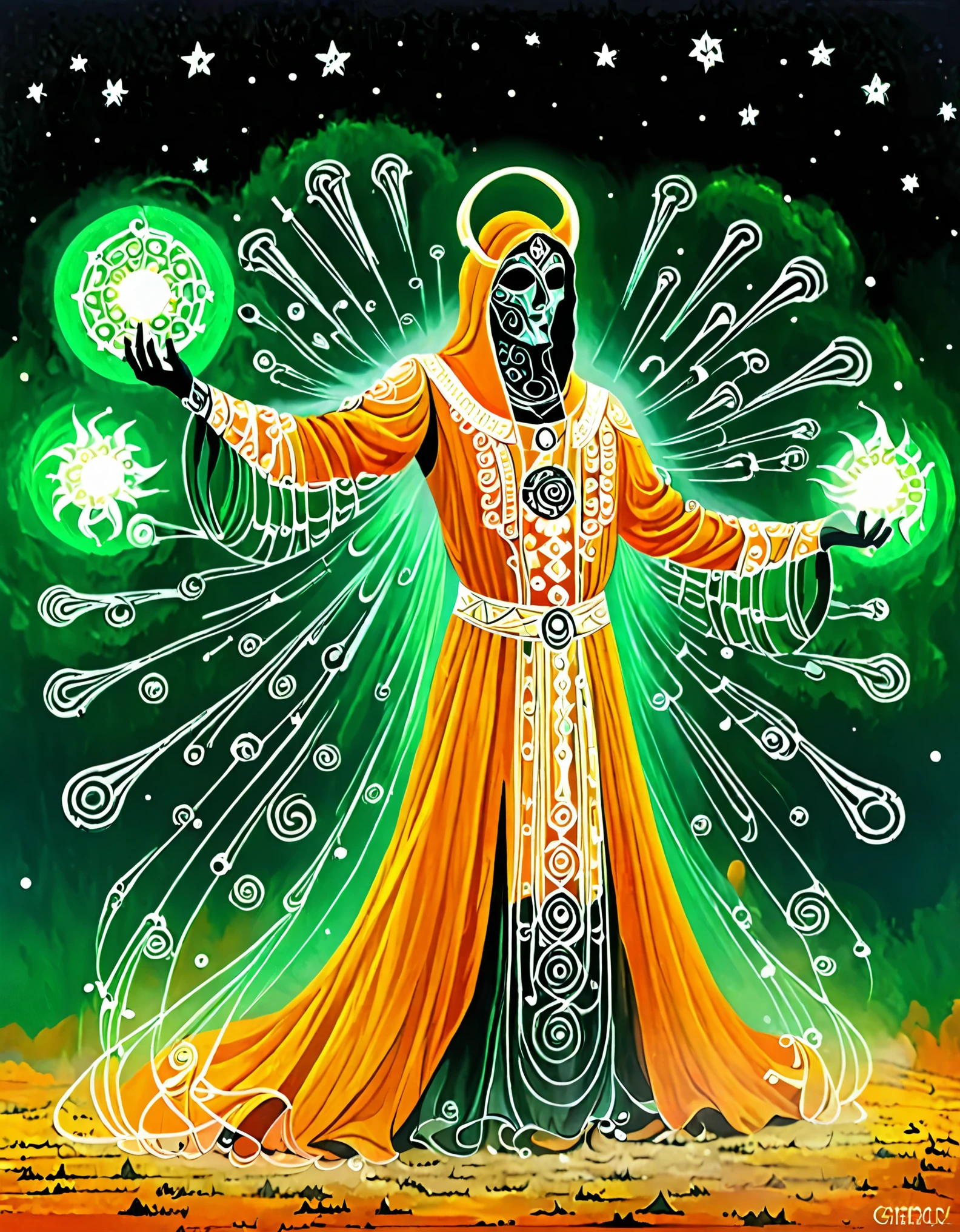 (Magic Giant Formation), highly unified CG design, 3D renderings, mysterious geometric shapes, clear focus, (Transparent Ghost Face Magician floating in front of the Twelve Constellations Magic Formation), (Beautiful Nine Armed Witch: 0.85), (Dragging various constellation symbols and magic balls and crows with each arm: 0.65), orange big cat, especially charming green eyes, robe, (Green Dragon Crescent Blade: 0.), (Carving Long Sword) Clear Mobius rings, massive black holes, collapse of heaven and earth, clear magical symbols, combination magic arrays, transformation of matter and non-matter, golden cultivation, complex combination rituals, using Mike Winkelman style, surrealism, surrealism, surreal digital art, visual exaggeration, cyberpunk, nanopunk, circuit, lighting painting, Aries, etc, ♈ , Taurus, ♉ , Gemini, ♊ , Cancer, ♋ , Scorpio, ♏ , Libra, ♎ , Virgo, ♍ , Leo, ♌ Ah, Sagittarius ♐ , Capricorn, ♑ , Aquarius, ♒ , Pisces, ♓ , Unreal,