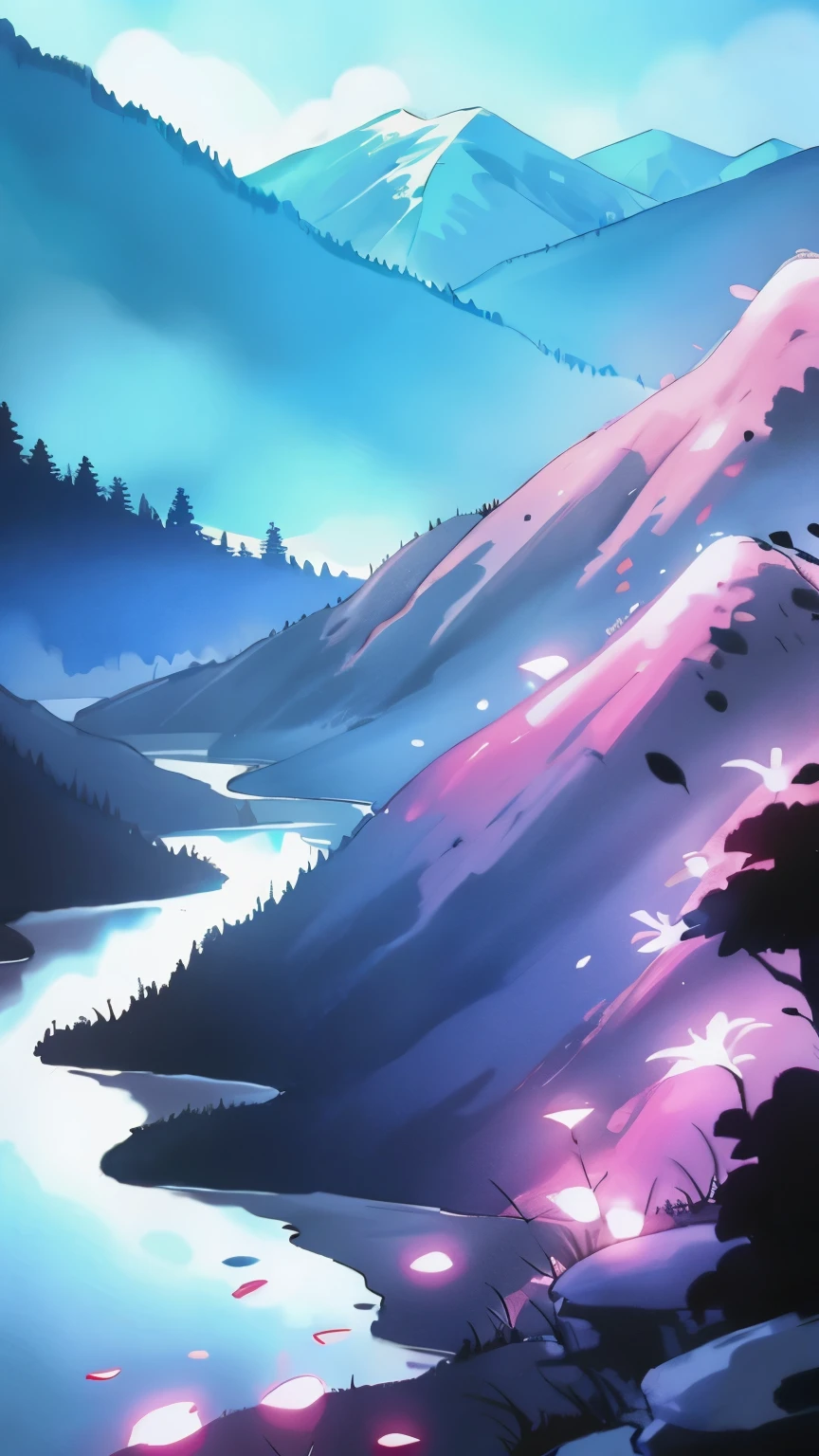 simple art, Abstraction,mountain texture,color,Super detailed、Translucent,Spectral light, The gradient is translucent