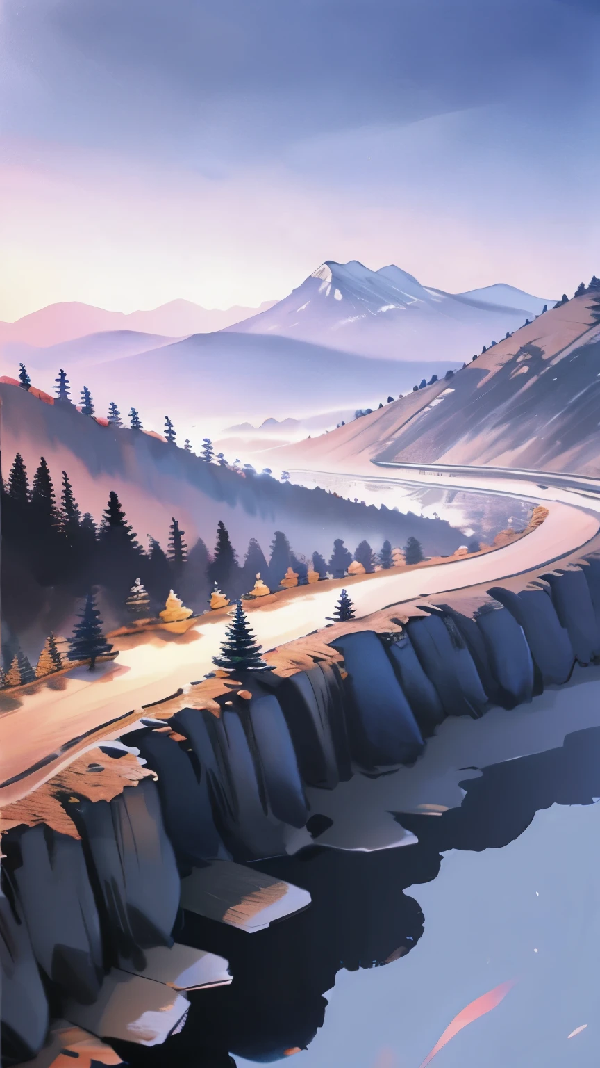 simple art, Abstraction,mountain texture,color,Super detailed、Translucent,Spectral light, The gradient is translucent