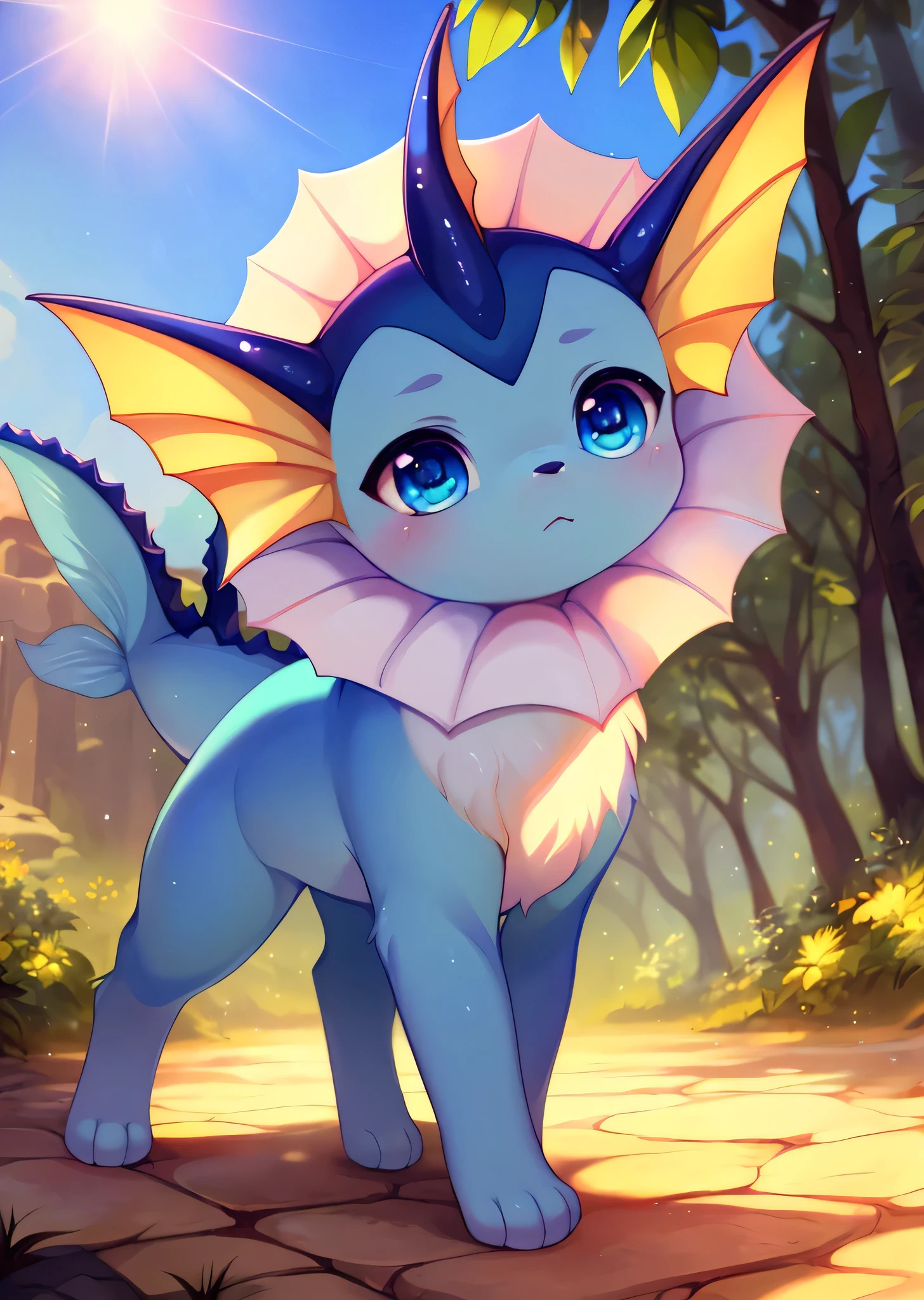 Uploaded to e621, ((through chastity, author：Xin Haicheng, stay through logs, Cleared by glaciers, author：Rumiko Takahashi)), Only chibi (quadruped:1.4) ((steam)) and ((blue-violet body)) and ((Clear light blue eyes)) and (whale tail),  (detailed steam), ((Fine fluffy fur)), (bust portrait, look away, three quarter view, [low angle view]:1.2), rest, (Detailed background, depth of field, half shadow, Sunlight, Ambient light hits the body), (complex:0.7), (high detail:1.2), (Unreal Engine:1.3), (sharp focus:1.1), [Explicit content, problematic content], (masterpiece, best quality, 4k, 2k, shadow, Ridiculous resources)