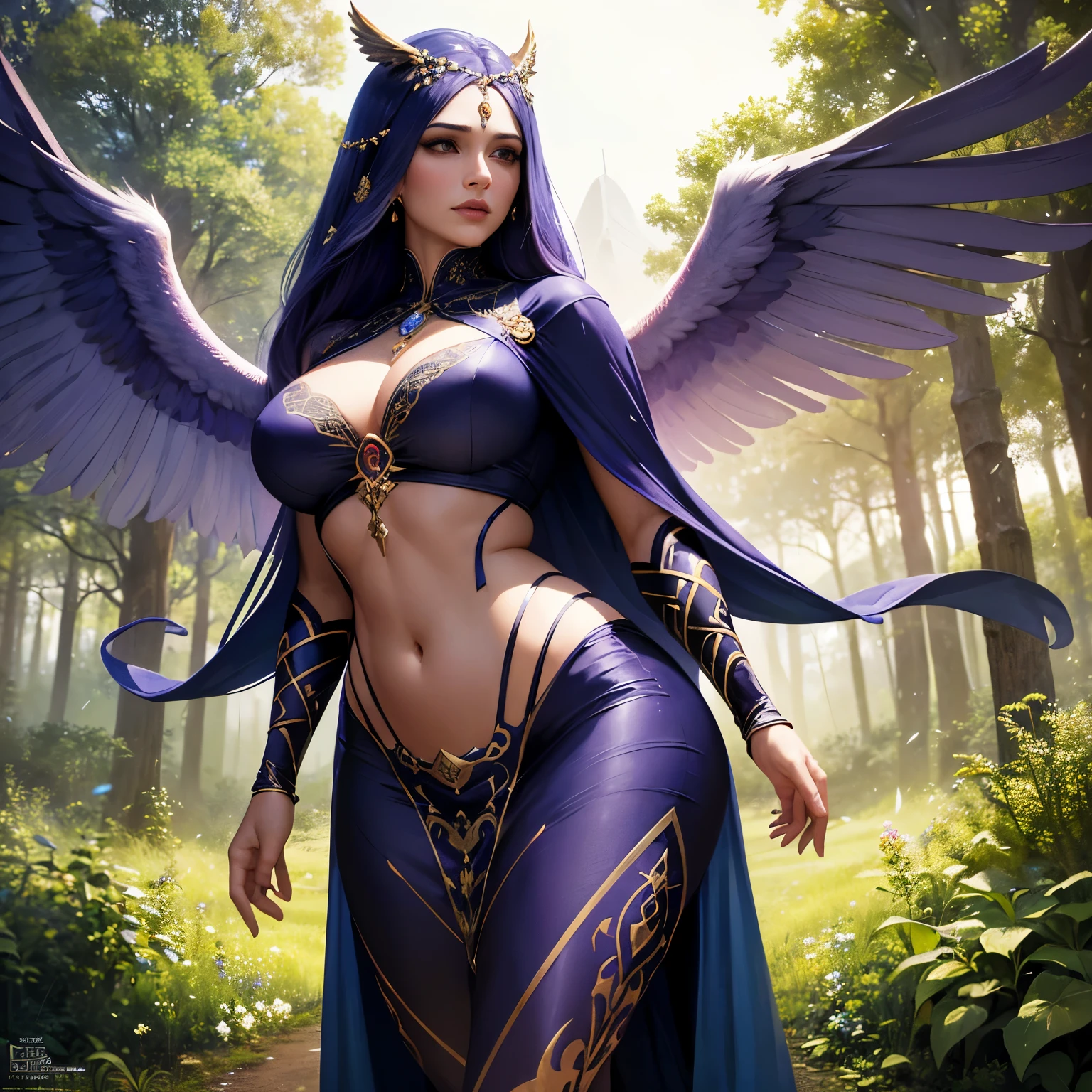 (best quality,4k,highres,masterpiece:1.2),ultra-detailed,(realistic:1.37)
A mature curvaceous Malaysian woman with her age at 40, dressed in a hijab that covers all of her hair, is standing in the center of a mystical scene. She is wearing a beautiful silk magic gown that shimmers with an otherworldly glow. The gown flows gracefully around her figure, accentuating her curves and adding an air of elegance to her presence.
The woman is a witch, strong and knowledgeable in the mystic arts. She stands confidently with her hands raised, as if channeling her magical powers. Around her, a magic circle adorns the ground with intricate symbols and glowing sigils. The circle is made from a combination of runes and arcana, pulsating with energy in vibrant colors of blues and purples.
As the woman continues her summoning, a mythical monster starts to materialize from within the magic circle. The creature is a magnificent being, towering with a majestic presence. Its body is covered in shimmering scales, reflecting the light around it in a mesmerizing display. The creature's form is a combination of various animals, with wings of an eagle, the tail of a serpent, and the head of a lion.
The scene is bathed in an ethereal light, reminiscent of moonlight casting an enchanting glow. The soft illumination illuminates the woman's face, revealing a calm and focused expression. Her eyes emit a glimmer of magic, while her lips are curved in determination.
The background is an enchanted forest, with towering trees reaching towards the sky. The forest is filled with vibrant foliage, casting shadows and adding layers of depth to the overall composition. The air is filled with an aura of mystery and anticipation, as if the entire world holds its breath in awe of the imminent manifestation.
The color palette of the scene is rich and vivid, with deep shades of blues and purples dominating the overall tone. The contrasting warm hues of the woman's gown provide a beautiful balance and creat