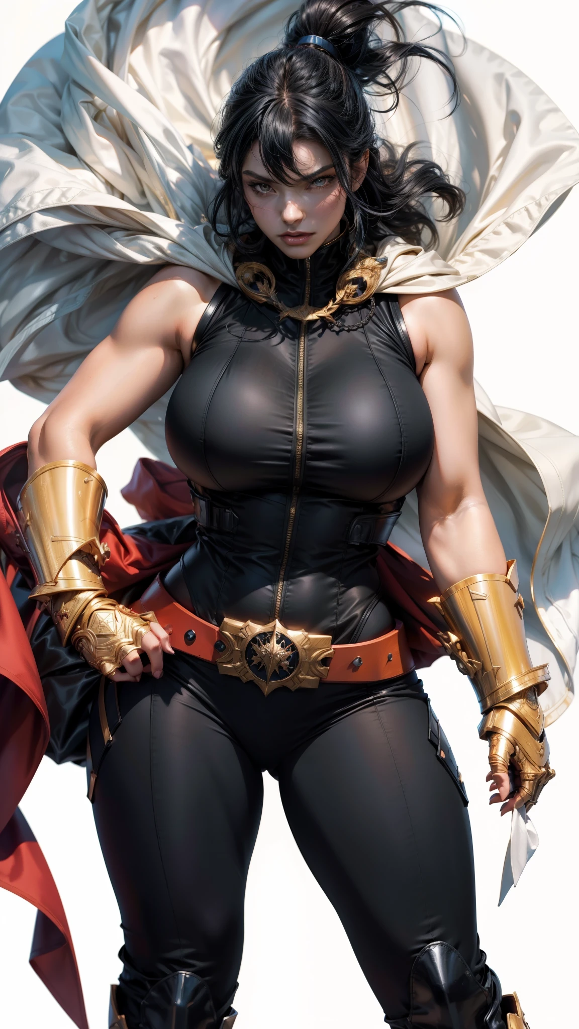 a close up of a woman in a black outfit with a cape, with cape, krenz cushart and artgerm, power girl, artgerm jsc, portrait of a female anime hero, commission for high res, full body close-up shot, high quality colored sketch, highly detailed exquisite fanart, full body concept, steven artgerm lau