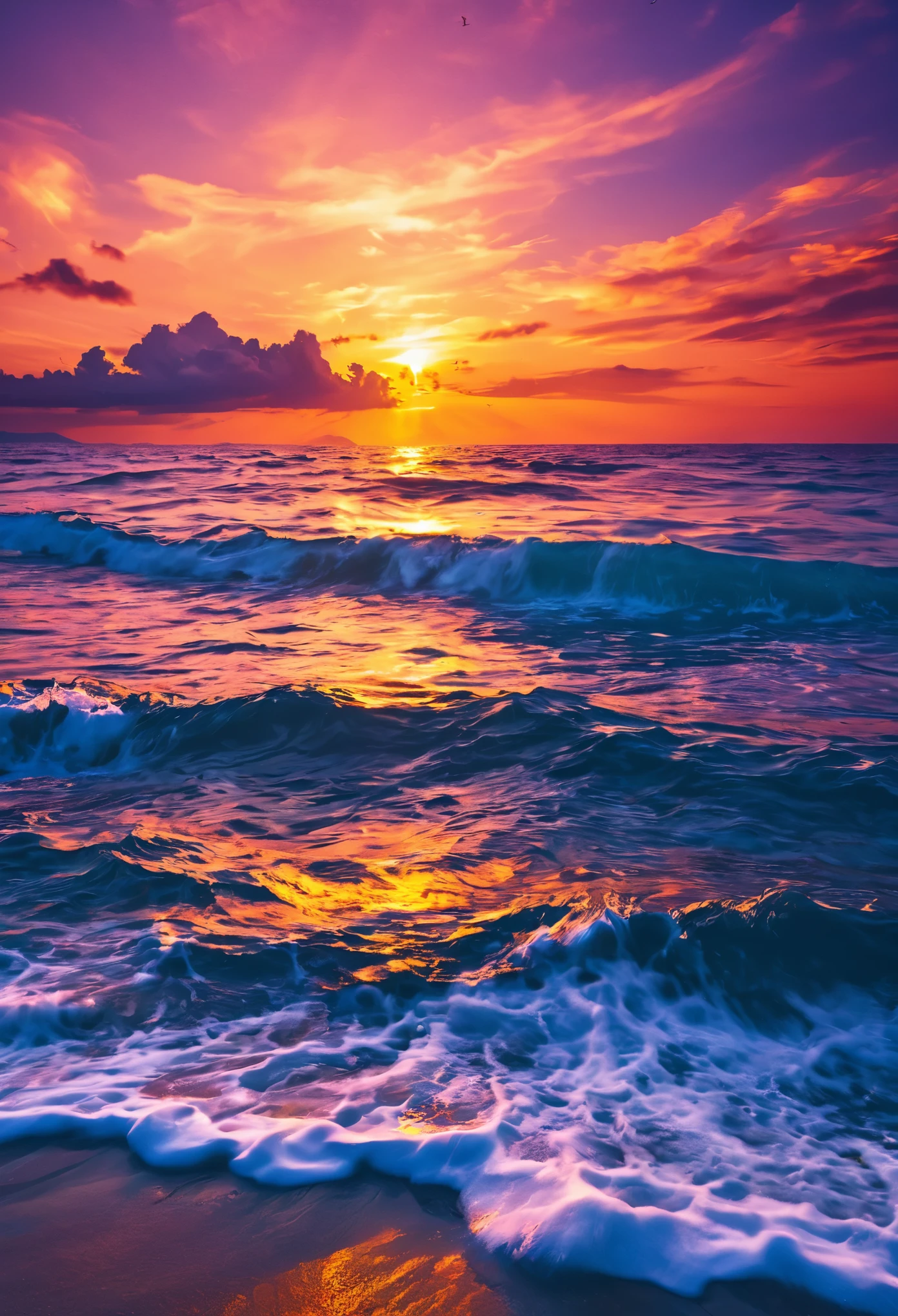 Highest image quality,highest quality,fantastic sunset sea
