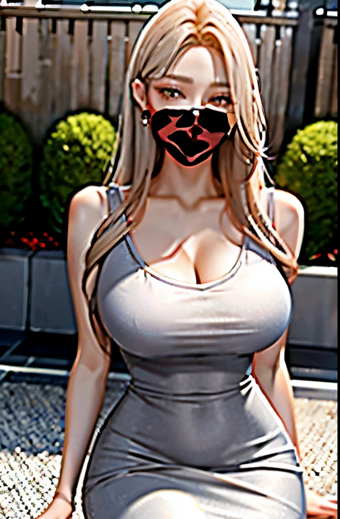 born, 1 girl, alone, colorful, (masterpiece, highest quality:1.3), (disorganized:1.3), walk, owns a luxury handbag,
(fine skin:1.3, detailed face:1.3), From above, looking at the viewer,
sharp focus, delicate, (korean beauty, korean mixed:1.3), (mature woman:1.2),
(huge breasts:1.4, thick thighs:1.2, narrow :1.1), light smile,
(big_eye:1.2, Brown_eye), red_eyehadow, pink lips,
(straight hair), looking at the viewer, (Light gray V-neck long midi dress:1.2),
garden, english text, Day, (顔に当たるDay光:1.5), Open_blazer,