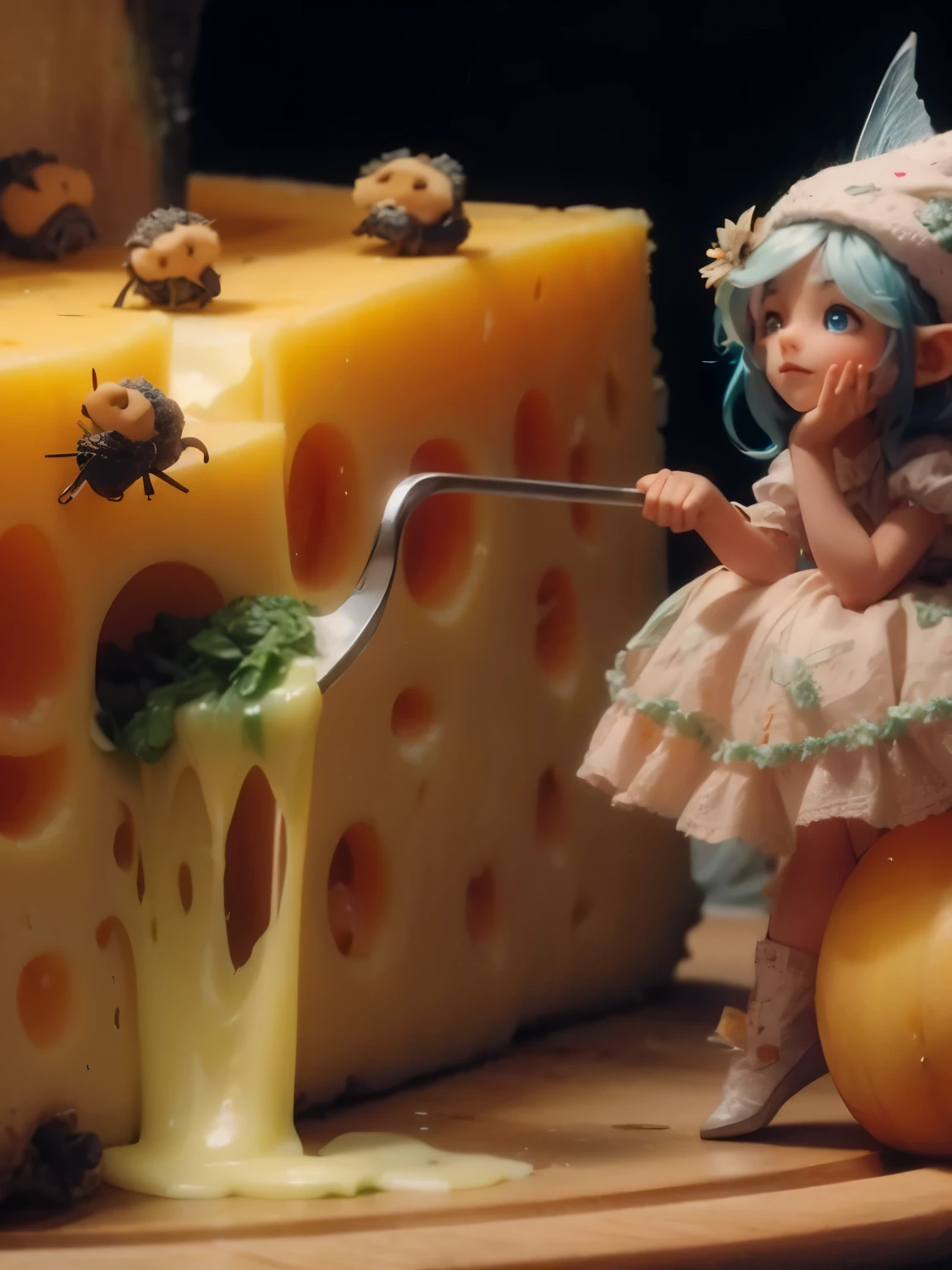 Cheese mold fairy, she cuts the cheese, fabulous stinky and blue-green, 8k