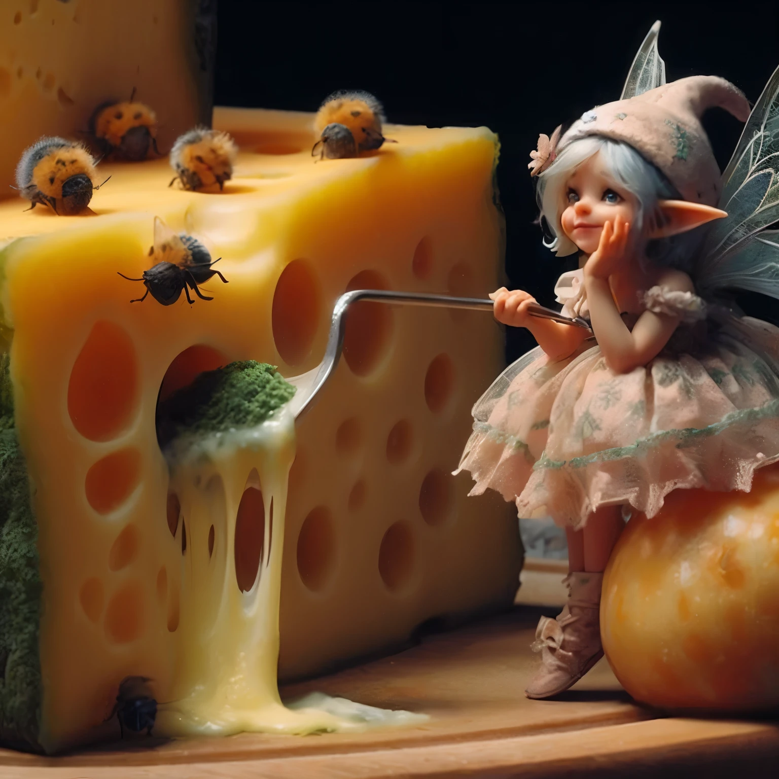 Cheese mold fairy, she cuts the cheese, fabulous stinky and blue-green, 8k