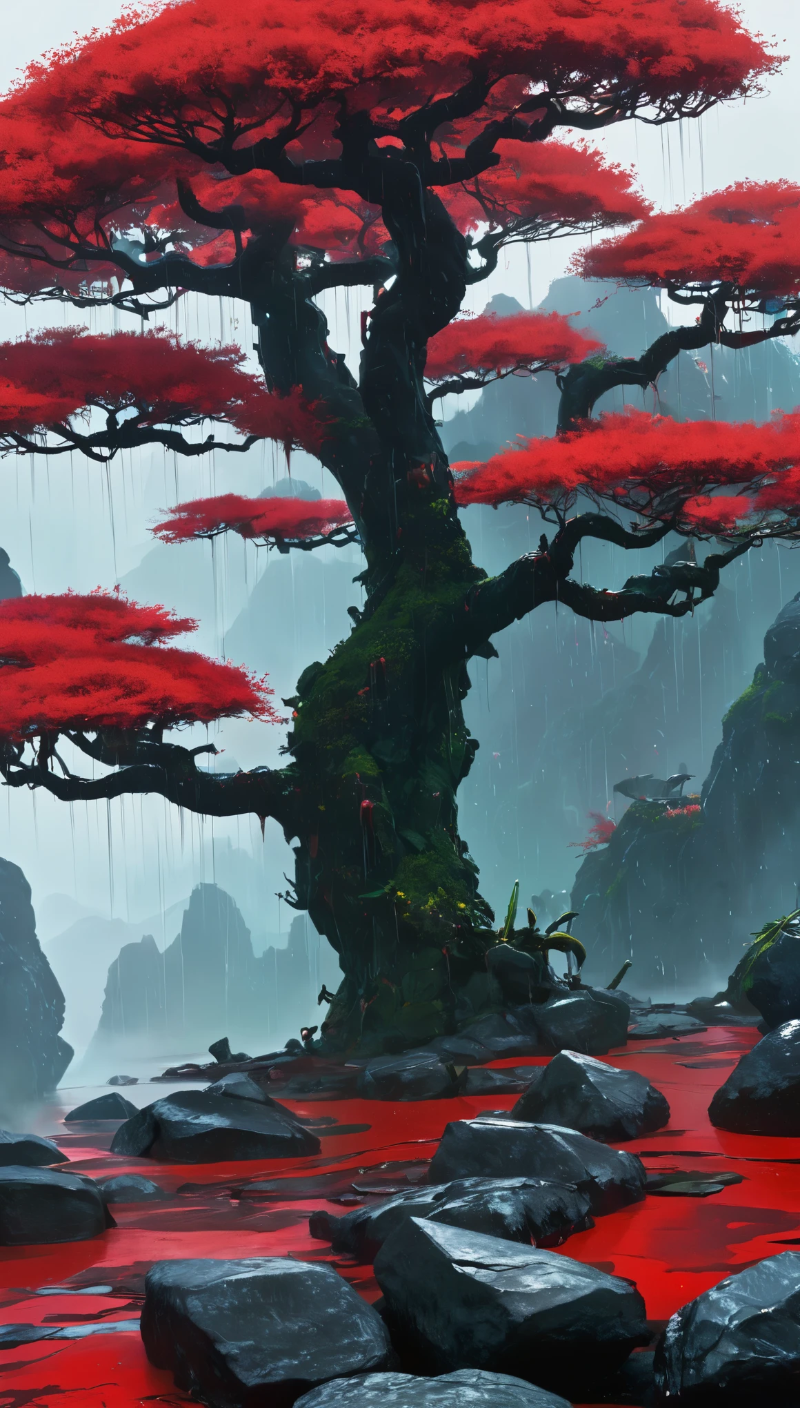 Bloodstone Mainland - Terrain of jagged crimson stones that weep blood-colored rain. birthplace of fierce killing arts and martial prowess. Ruled by warlords and wandering cultivators.