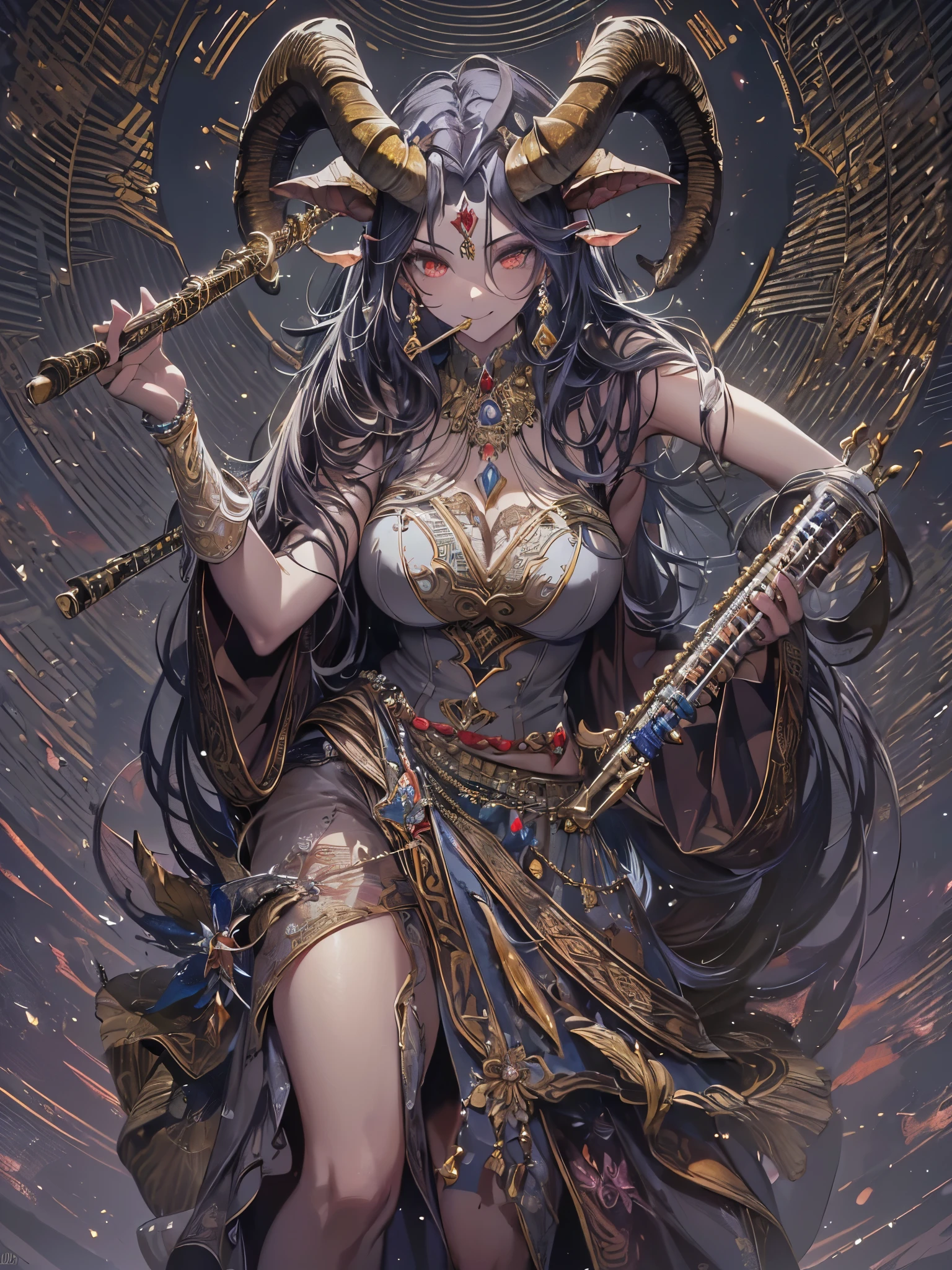 aries constellation，Kizi，personification，As a child，When we are sad, we cry for comfort，When I grow up, I will only cover it up with laughter，Benchu madman，Wind song laughing hole，Sit on the battlefield，Picturesque rivers and mountains，Another energetic day，（（（best qualtiy））），（（（tmasterpiece））），（（（super detailing）））