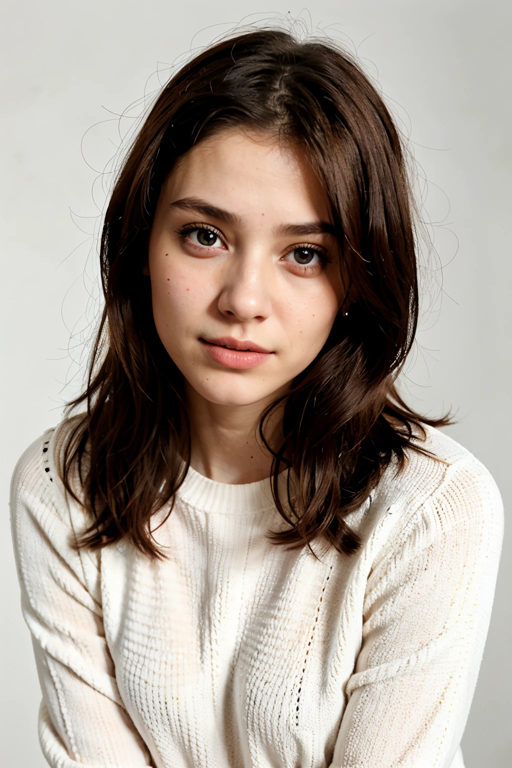 1girl,sweater,white background,