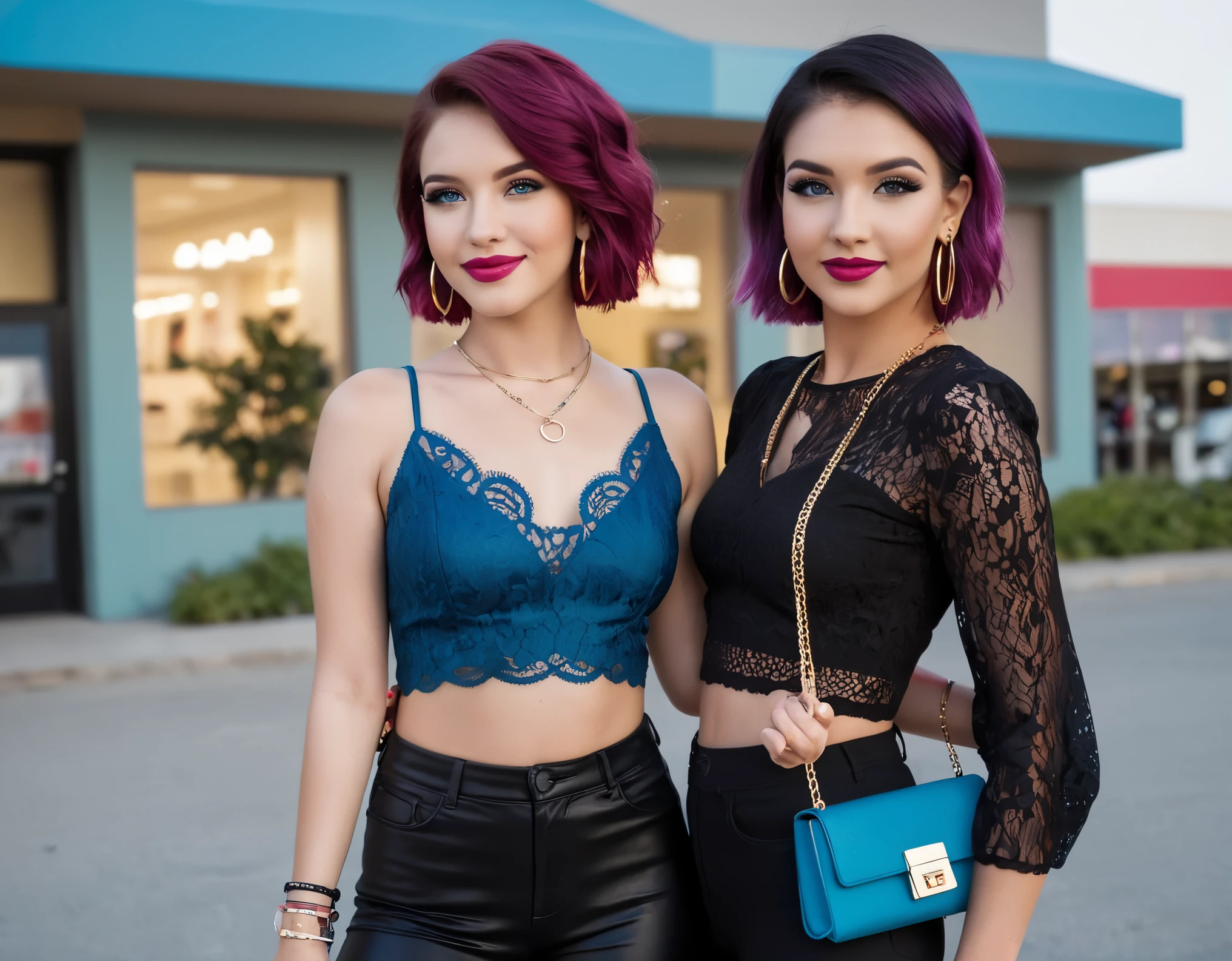 (very close shot, zoomed in face portrait:1.3) photo of three beautiful young women.
They are erotically standing, arms around each other in a (town:1.1), evening.
detailed skin texture, detailed cloth texture, detailed face, (intricate sharp details:1.5), ultra high res ADDCOMM
smiling, (closed mouth:1.5) curious skinny young 18 year old South Dakota (porn star:1.3) woman with short purple hair, light blue eyes, (small breasts:1.3), big ass, makeup, lipstick, eyeshadow, eyeliner.
She is wearing hot pink lace crop top and leggings, (small purse:1.1), hoop earrings, necklace, bracelets, (closed-toe high heel sandals:1.1). ADDCOL
. ADDCOL
giggling, (closed mouth:1.5) calm tall young 27 year old Bolivian (emo:1.3) woman with medium mahogany hair, dark brown eyes, (tiny breasts:1.3), big ass, makeup, lipstick, eyeshadow, eyeliner.
She is wearing floral satin crop top and leggings, (small purse:1.1), hoop earrings, necklace, bracelets, (closed-toe platform heels:1.1).
. ADDCOL
smiling, (perfect teeth:1.3) bored strong young 24 year old Kyrgyzstan (emo:1.3) woman with short burgundy hair, blue eyes, (giant breasts:1.3), toned ass, makeup, lipstick, eyeshadow, eyeliner.
She is wearing ocean blue leather crop top and mall purse:1.1), small earrings, necklace, bracelets, (closed-toe high heels:1.1).
