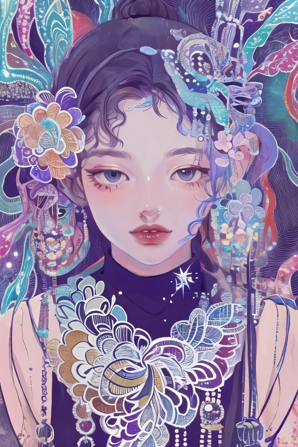 (masterpiece, top quality, best quality, official art, beautiful and aesthetic:1.2), (1girl), extreme detailed,(fractal art:1.3),colorful,highest detailed
