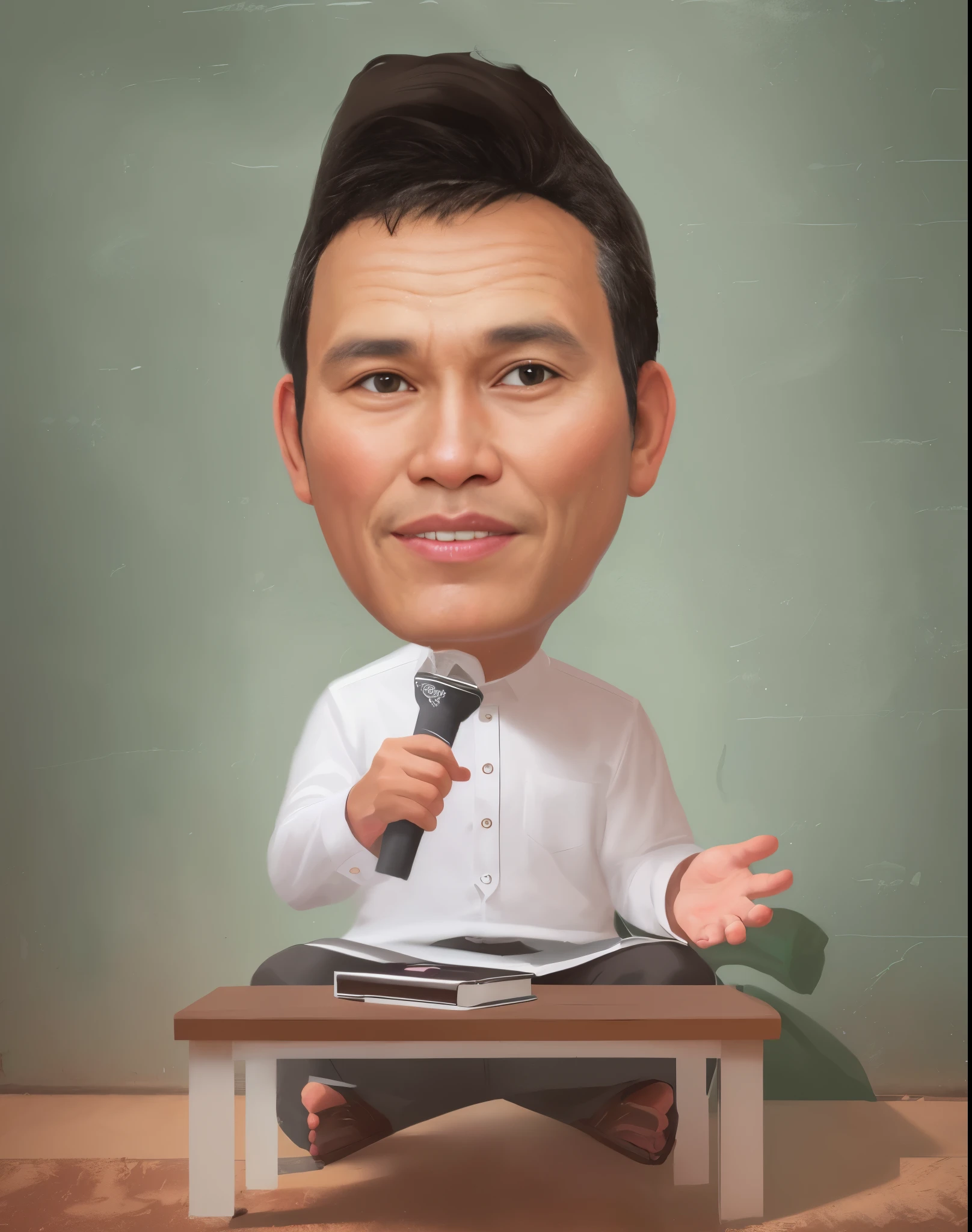 portrait of a man, wearing a white long-sleeved shirt, caricature illustration, in cartoon style, caricature style, portrait, realistic cartoon, cartoon art, an Indonesian portrait, caricature, digital art cartoon, portrait, cartoon art style, family, cartoon style illustration, realistic portrait photo, style
