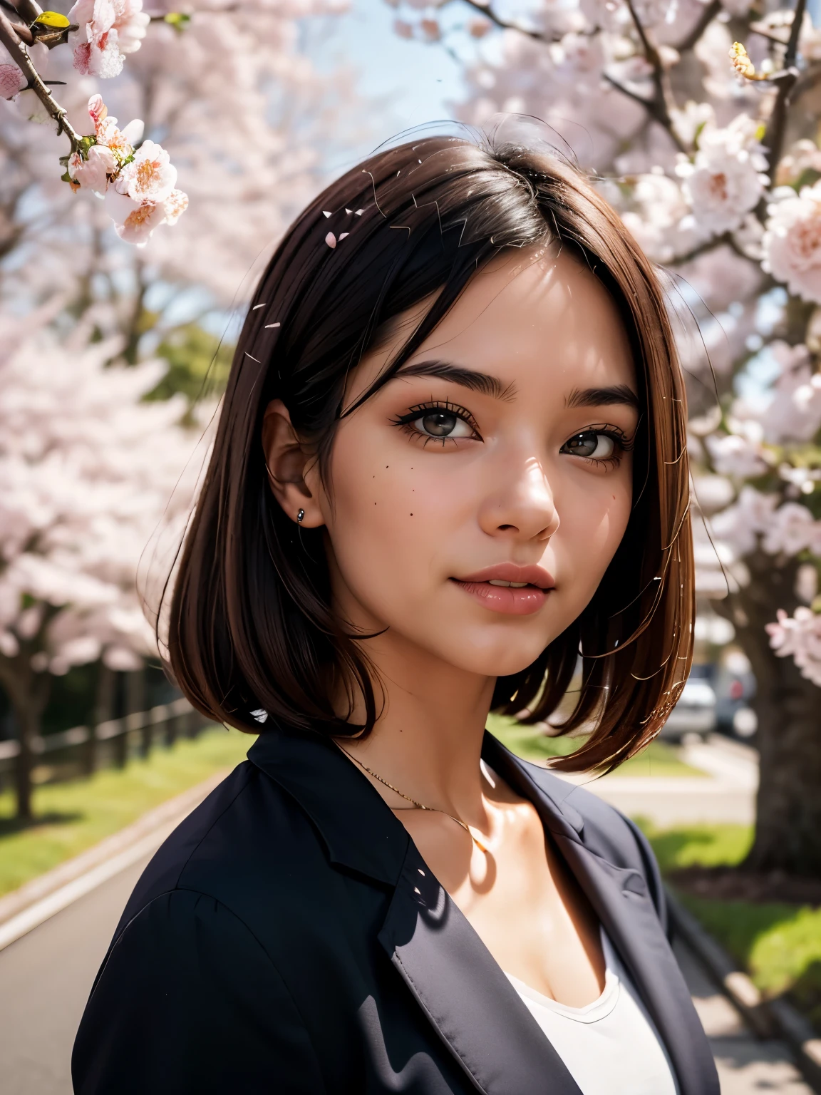 retro photography, 1960s , AGFA, Kodak, 1girl, portrait, looking_at_viewer, smile, japan, tokyo, cherry blossom, octane render, solo, rtrophto1